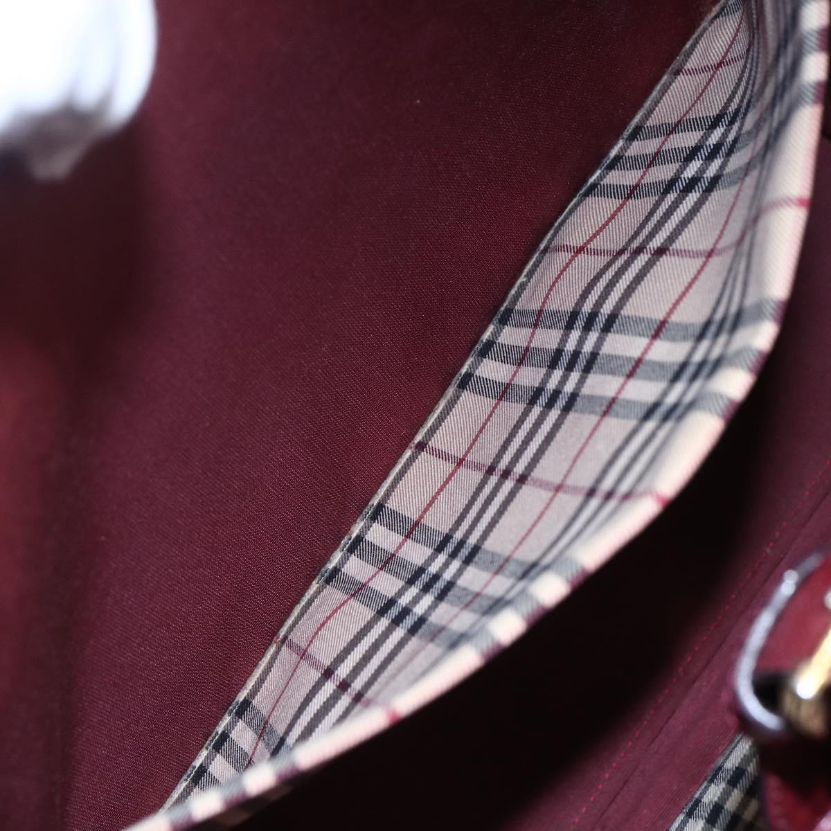 BURBERRY Tote Bag Leather Bordeaux Gold Auth bs29796