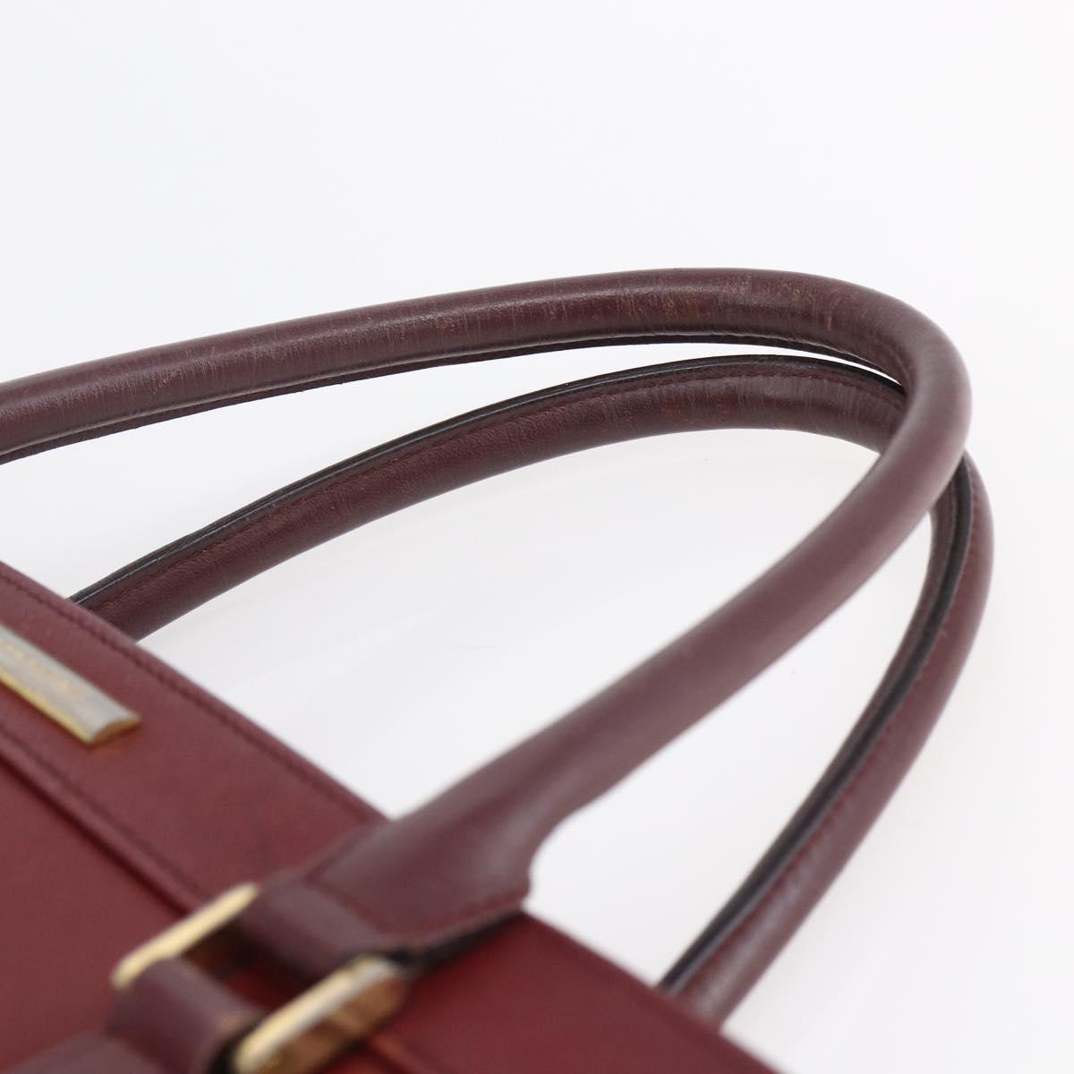 BURBERRY Tote Bag Leather Bordeaux Gold Auth bs29796