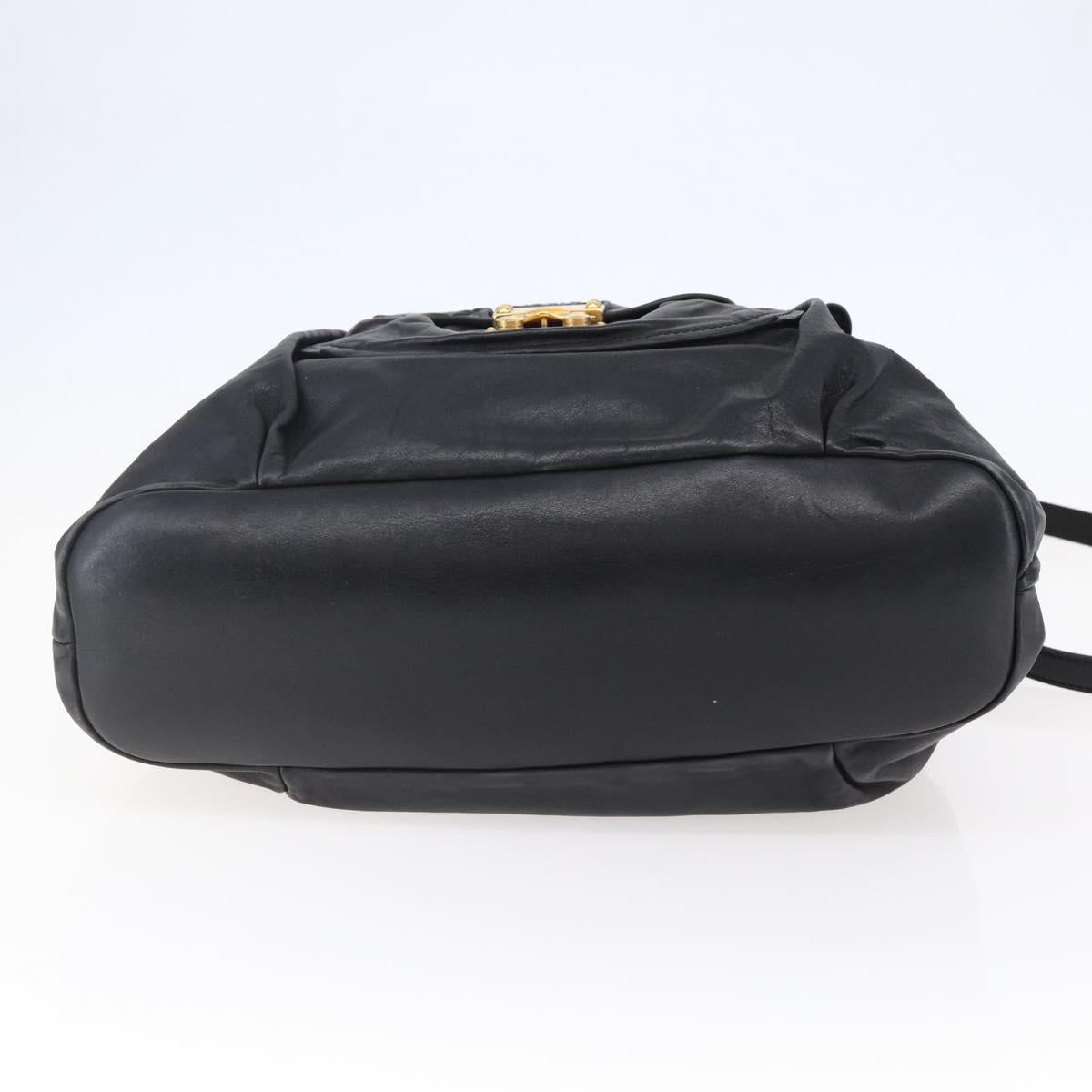 Miu Miu Tote Bag Leather 2way Black Gold Auth bs29797