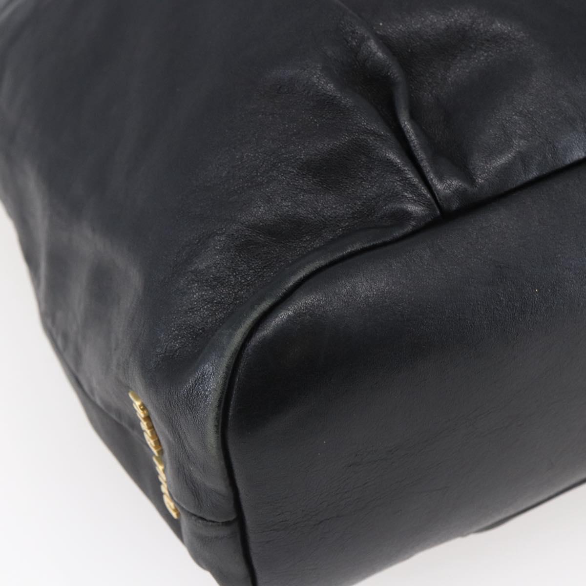 Miu Miu Tote Bag Leather 2way Black Gold Auth bs29797