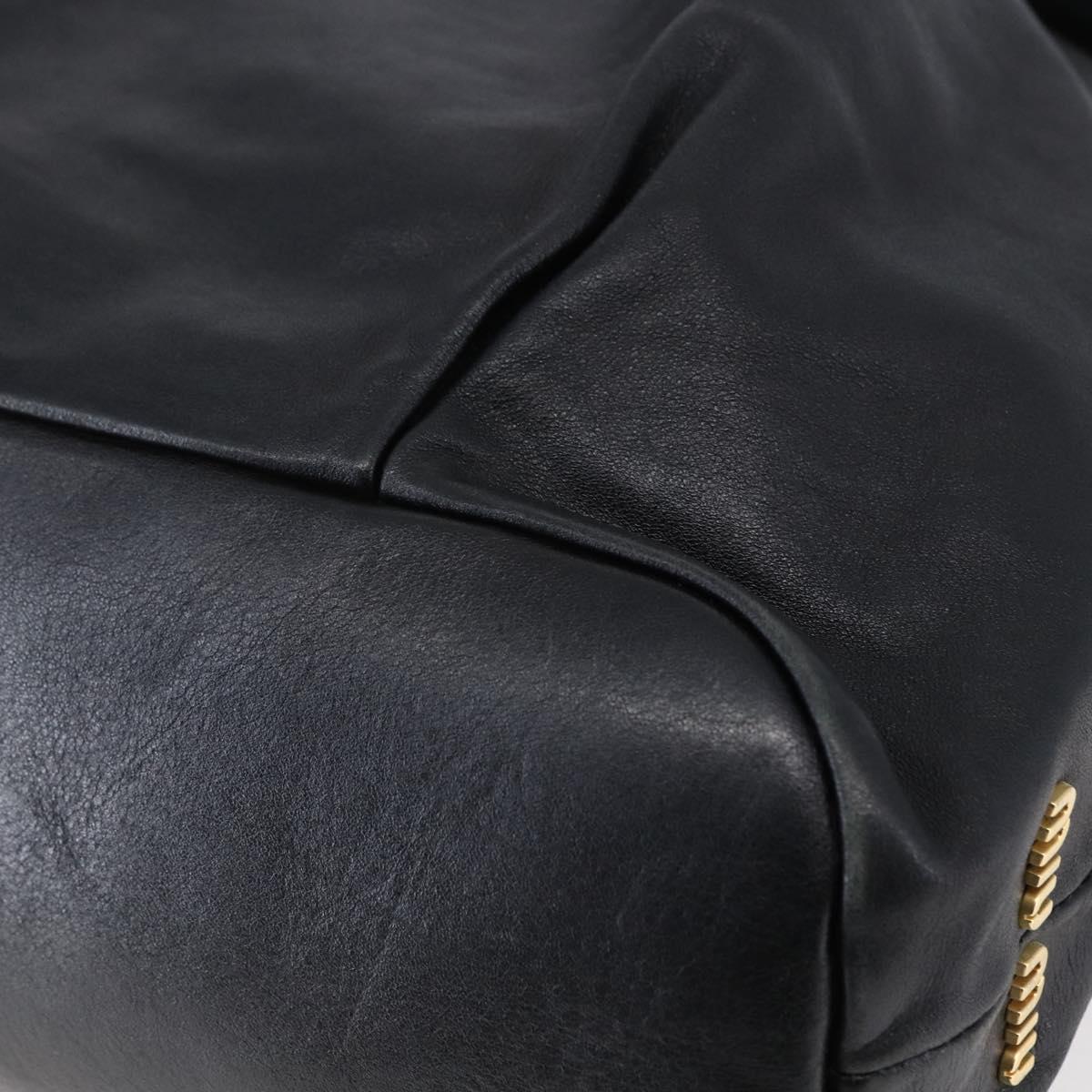 Miu Miu Tote Bag Leather 2way Black Gold Auth bs29797
