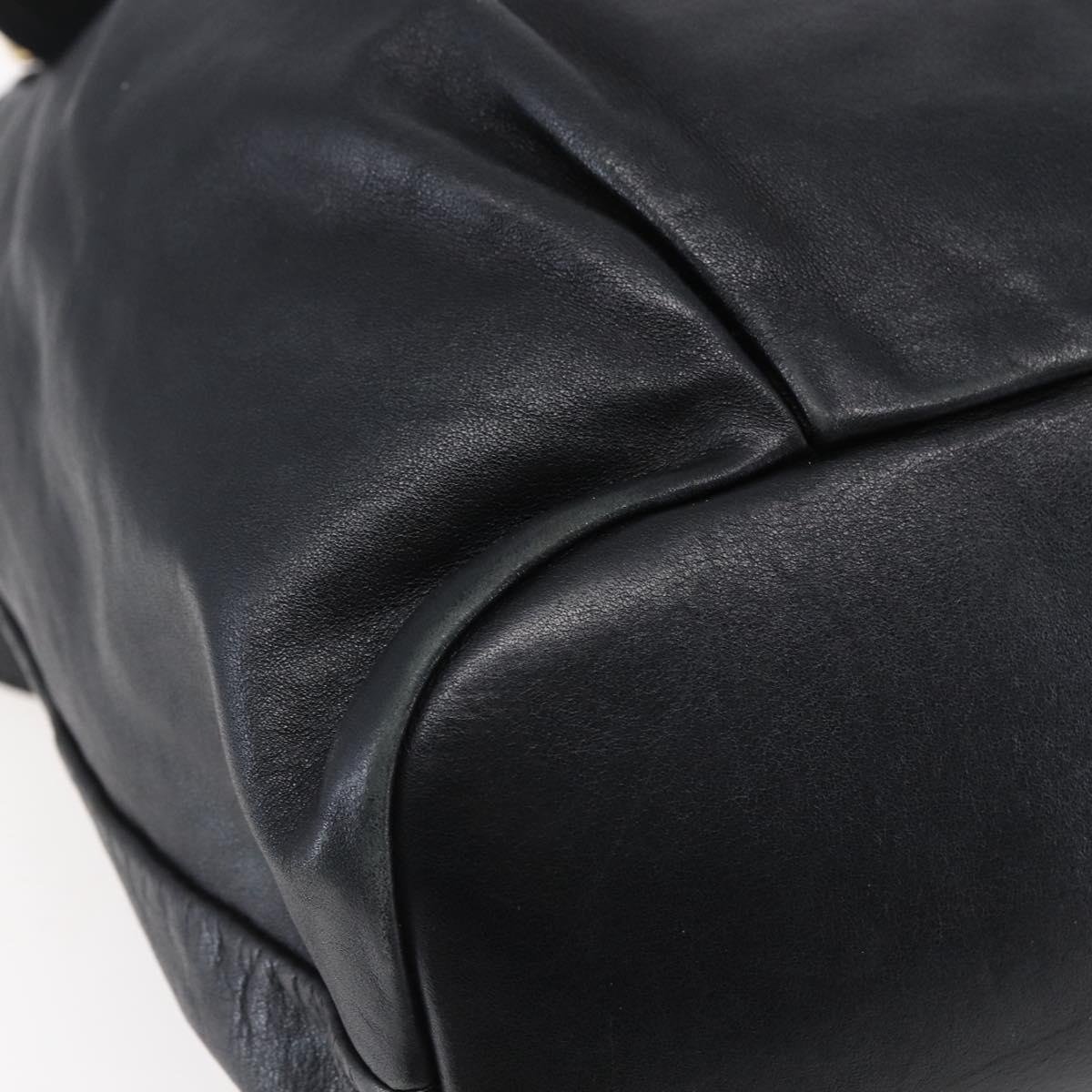 Miu Miu Tote Bag Leather 2way Black Gold Auth bs29797