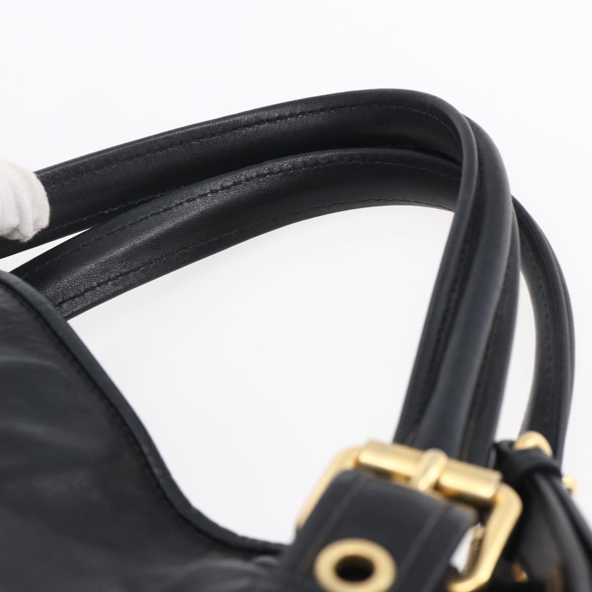 Miu Miu Tote Bag Leather 2way Black Gold Auth bs29797