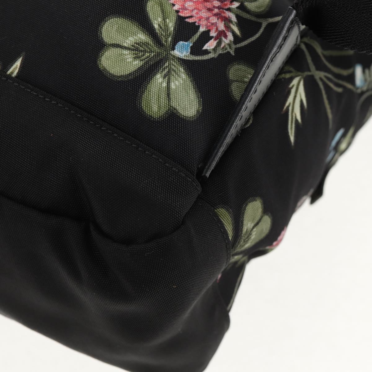 GUCCI flora Backpack Canvas Black Silver 353476 Auth bs29799
