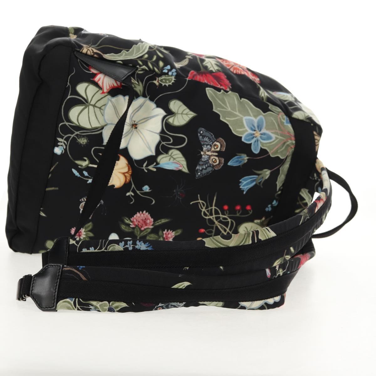GUCCI flora Backpack Canvas Black Silver 353476 Auth bs29799