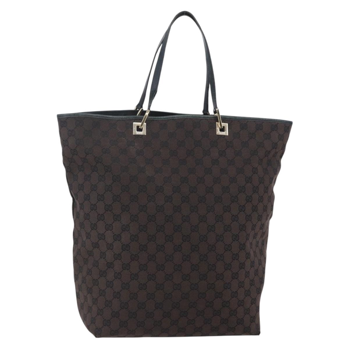 GUCCI GG Canvas Tote Bag Brown Gold 002 1099 Auth bs29801