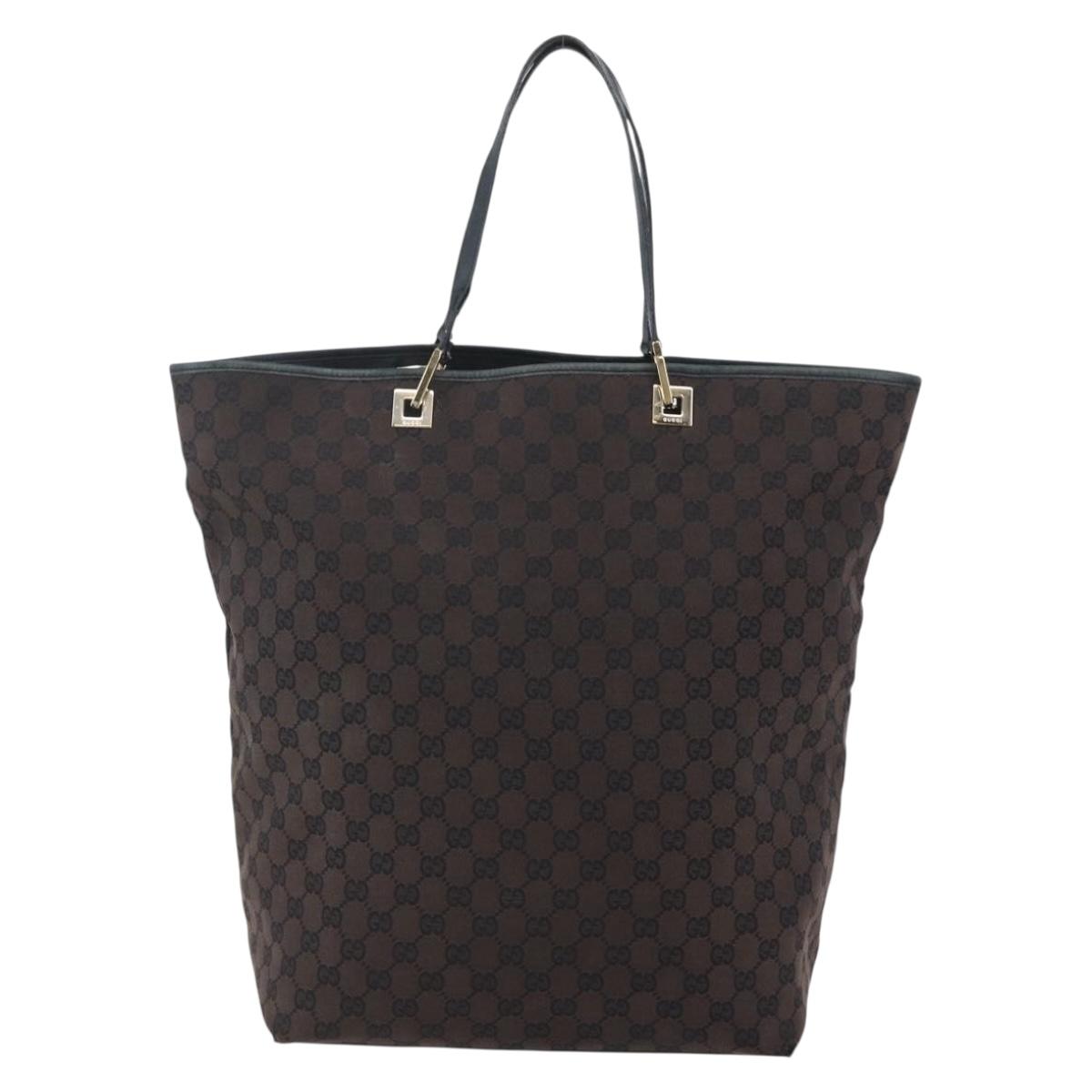 GUCCI GG Canvas Tote Bag Brown Gold 002 1099 Auth bs29801