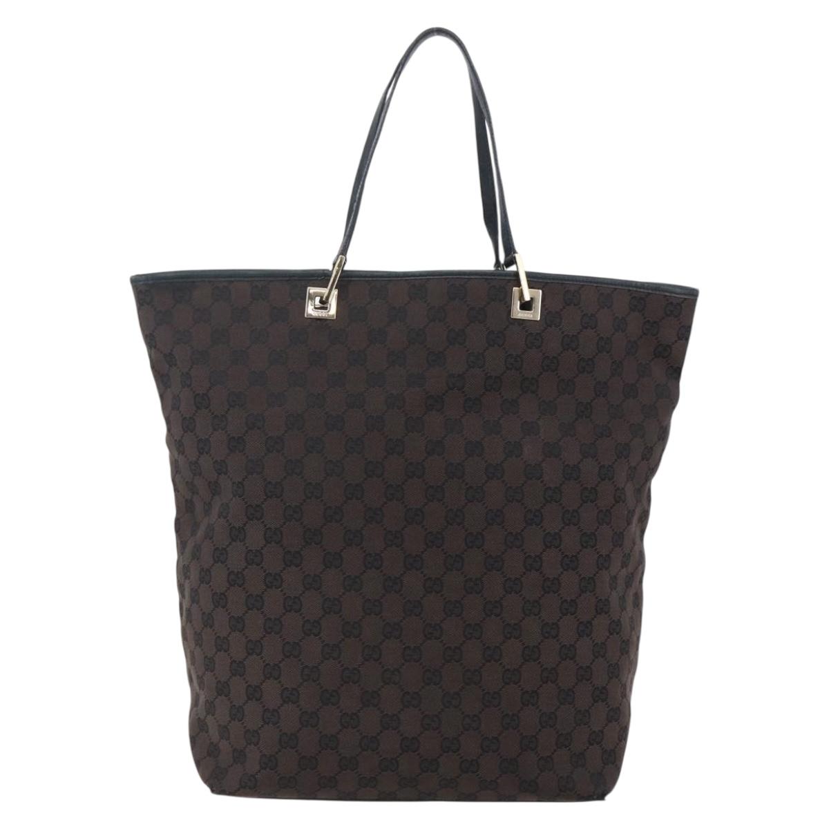 GUCCI GG Canvas Tote Bag Brown Gold 002 1099 Auth bs29801