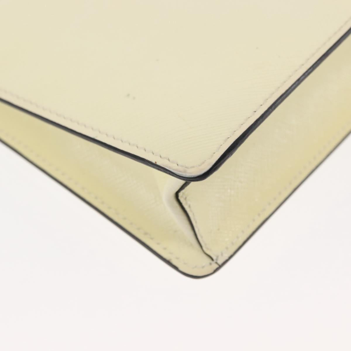 PRADA Chain Shoulder Bag Safiano leather White Silver Auth bs29803