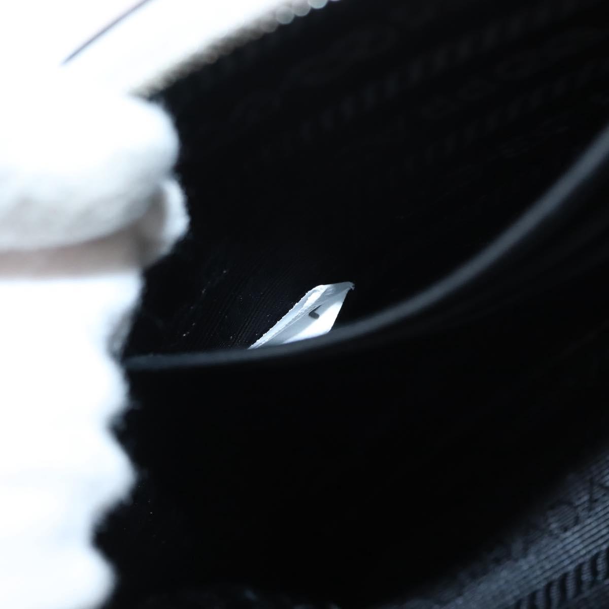 PRADA Chain Shoulder Bag Safiano leather White Silver Auth bs29803