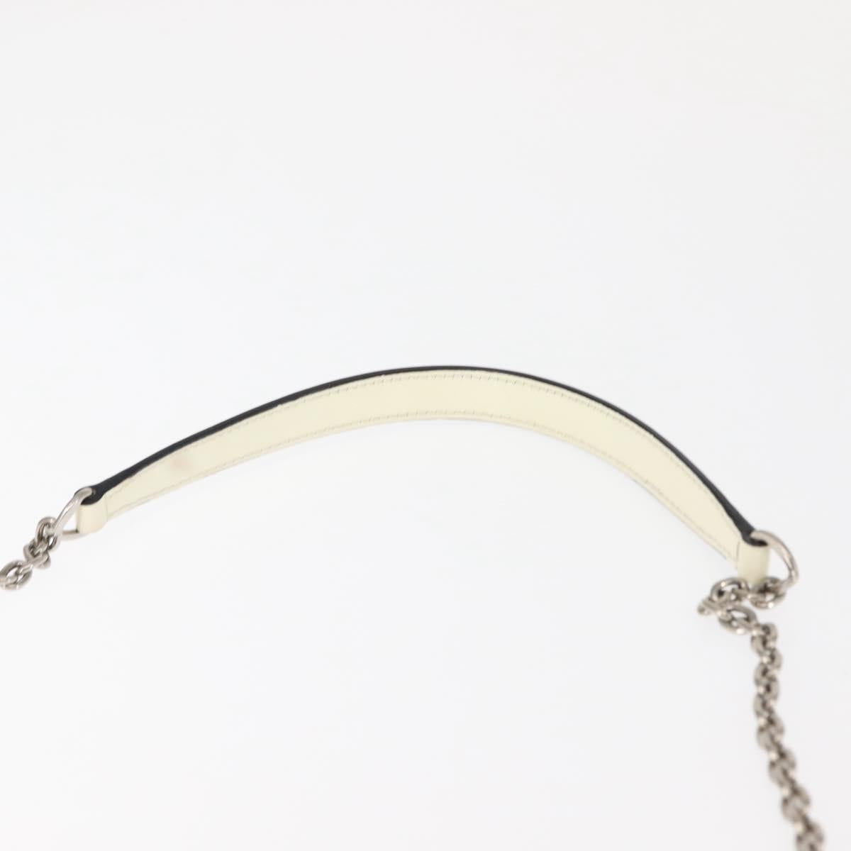PRADA Chain Shoulder Bag Safiano leather White Silver Auth bs29803