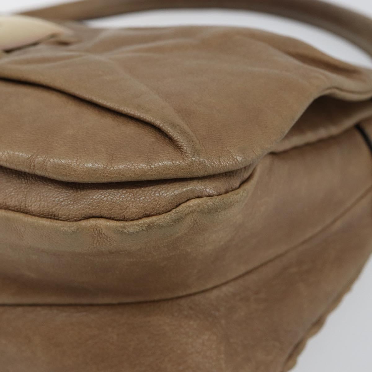 Salvatore Ferragamo Vala Shoulder Bag Leather Brown Gold Auth bs29808