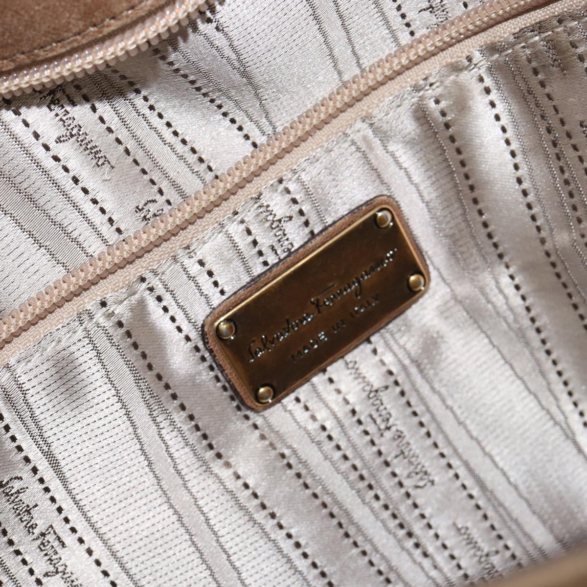 Salvatore Ferragamo Vala Shoulder Bag Leather Brown Gold Auth bs29808