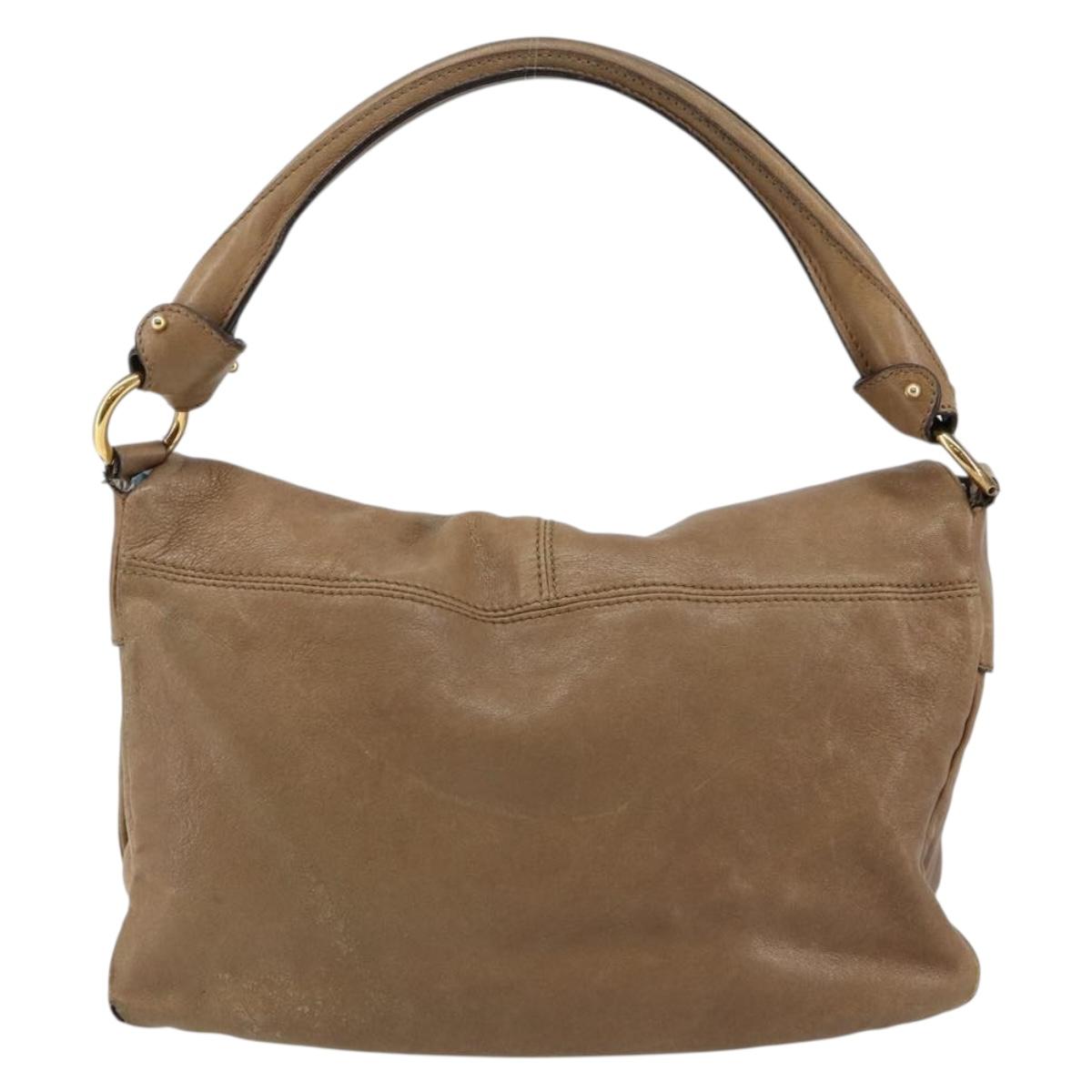 Salvatore Ferragamo Vala Shoulder Bag Leather Brown Gold Auth bs29808