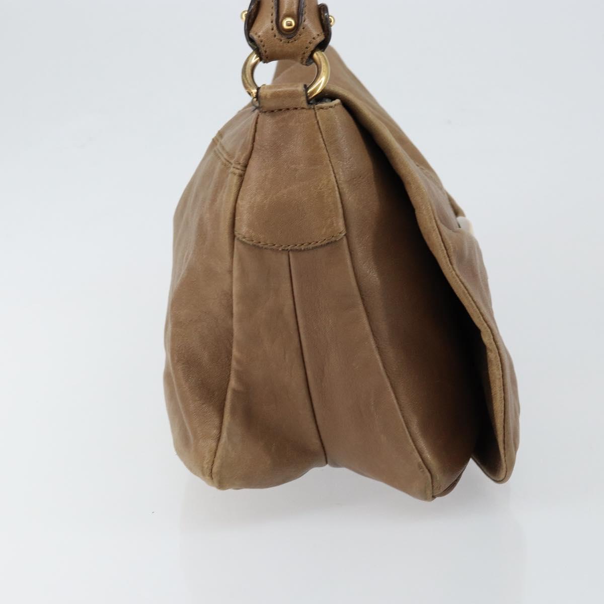 Salvatore Ferragamo Vala Shoulder Bag Leather Brown Gold Auth bs29808