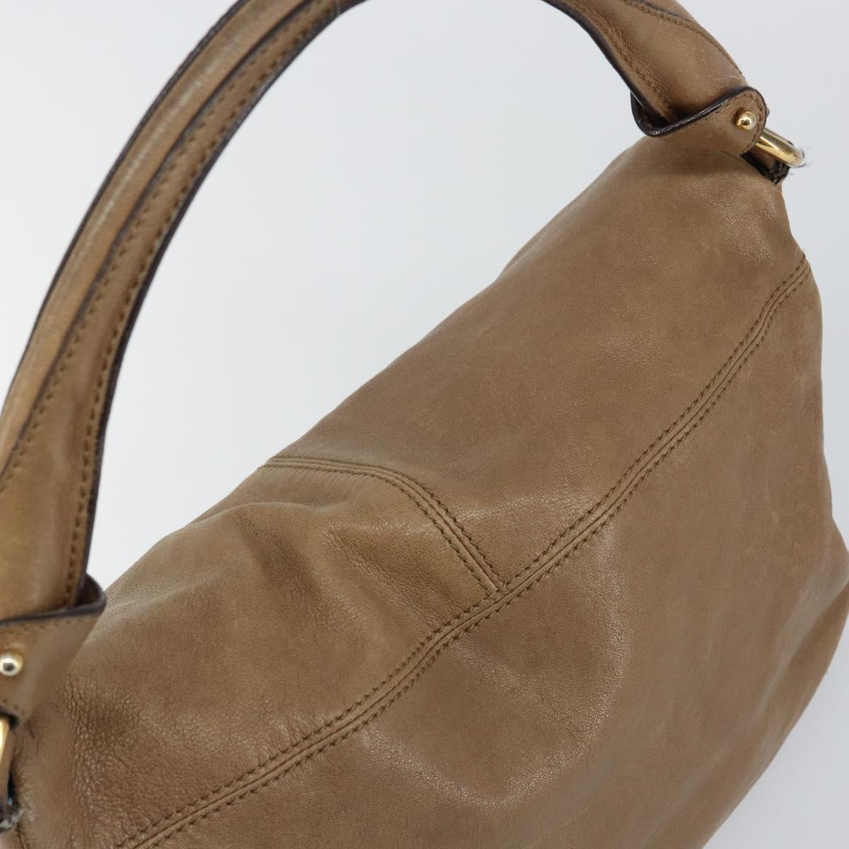 Salvatore Ferragamo Vala Shoulder Bag Leather Brown Gold Auth bs29808