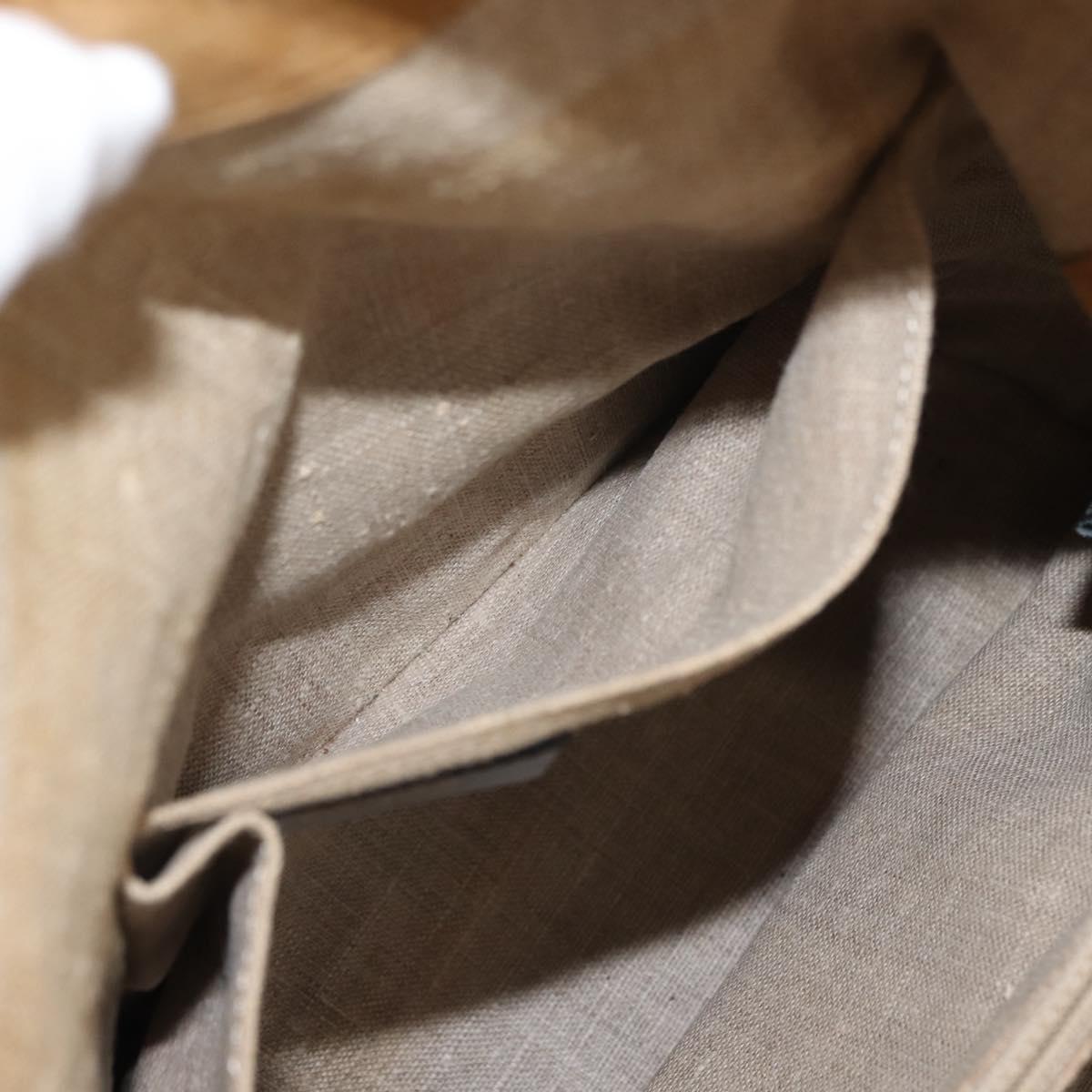 FENDI Pecan Canvas Tote Bag Canvas Leather Beige Black gold Auth bs29810