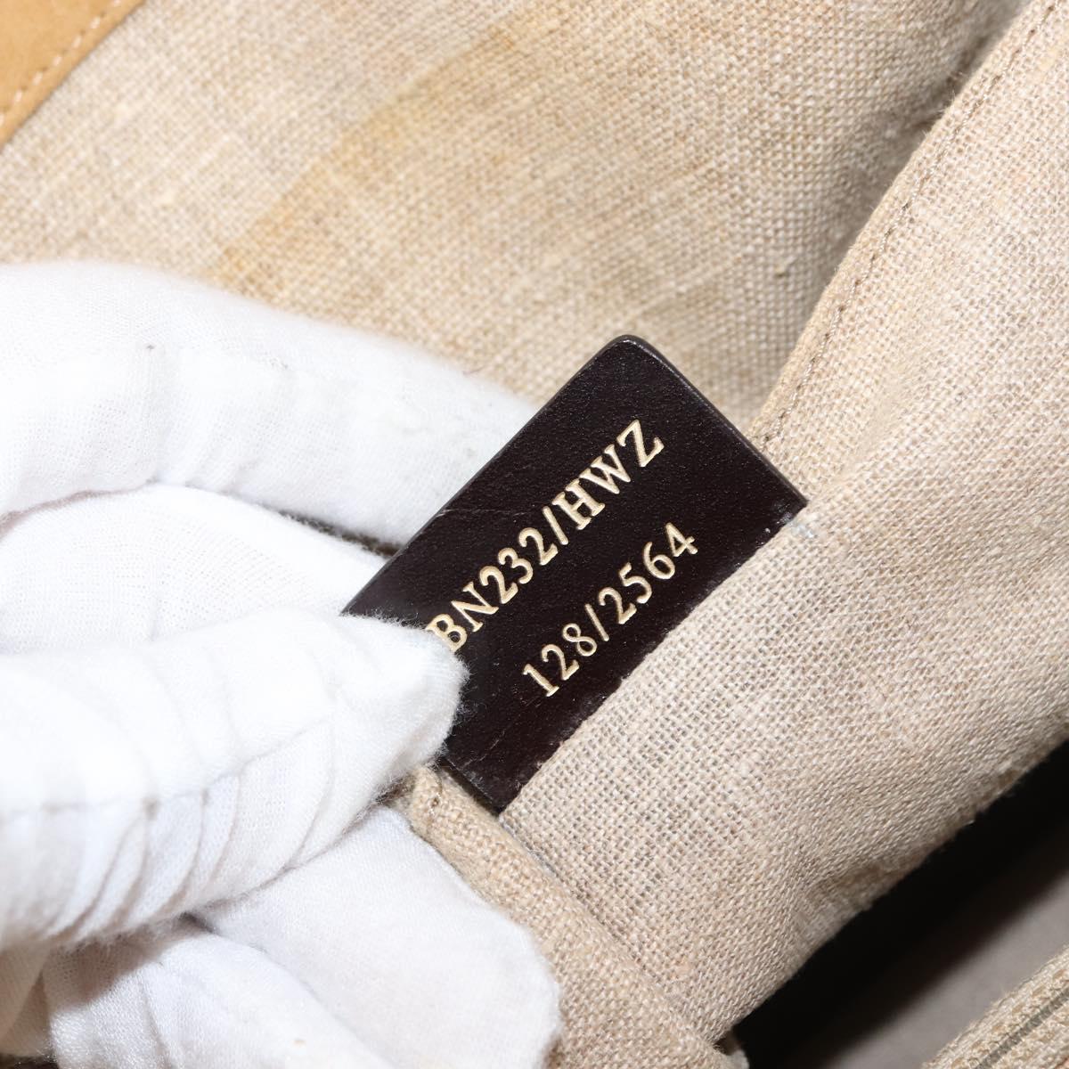 FENDI Pecan Canvas Tote Bag Canvas Leather Beige Black gold Auth bs29810