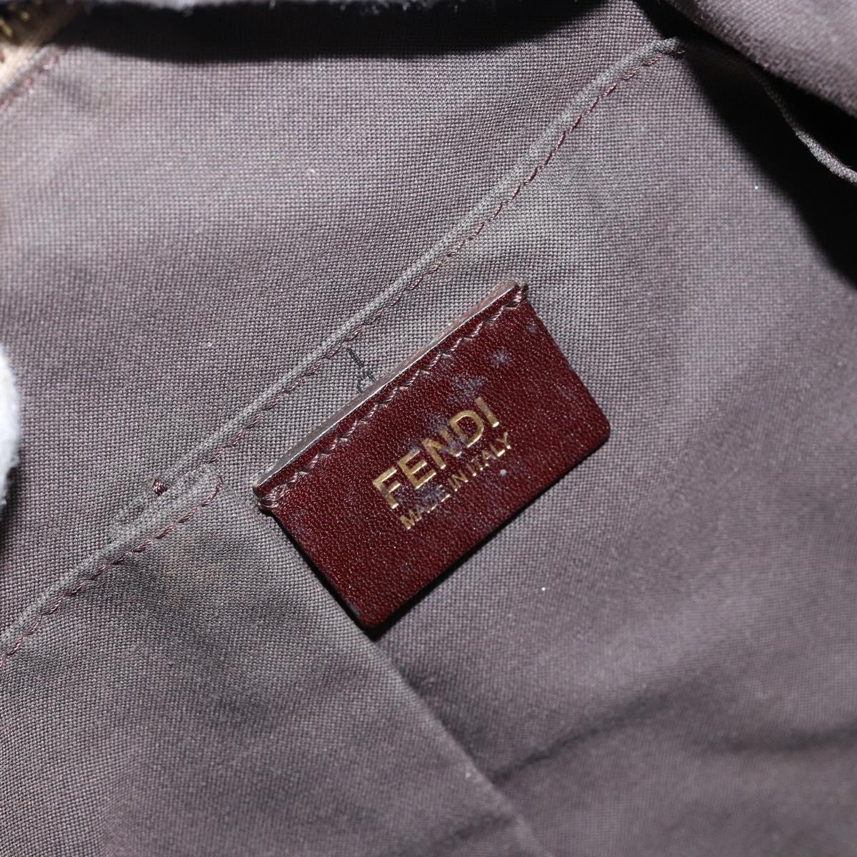 FENDI Zucchino Canvas Mamma Baguette Shoulder Bag Nylon Beige Gold Auth bs29812