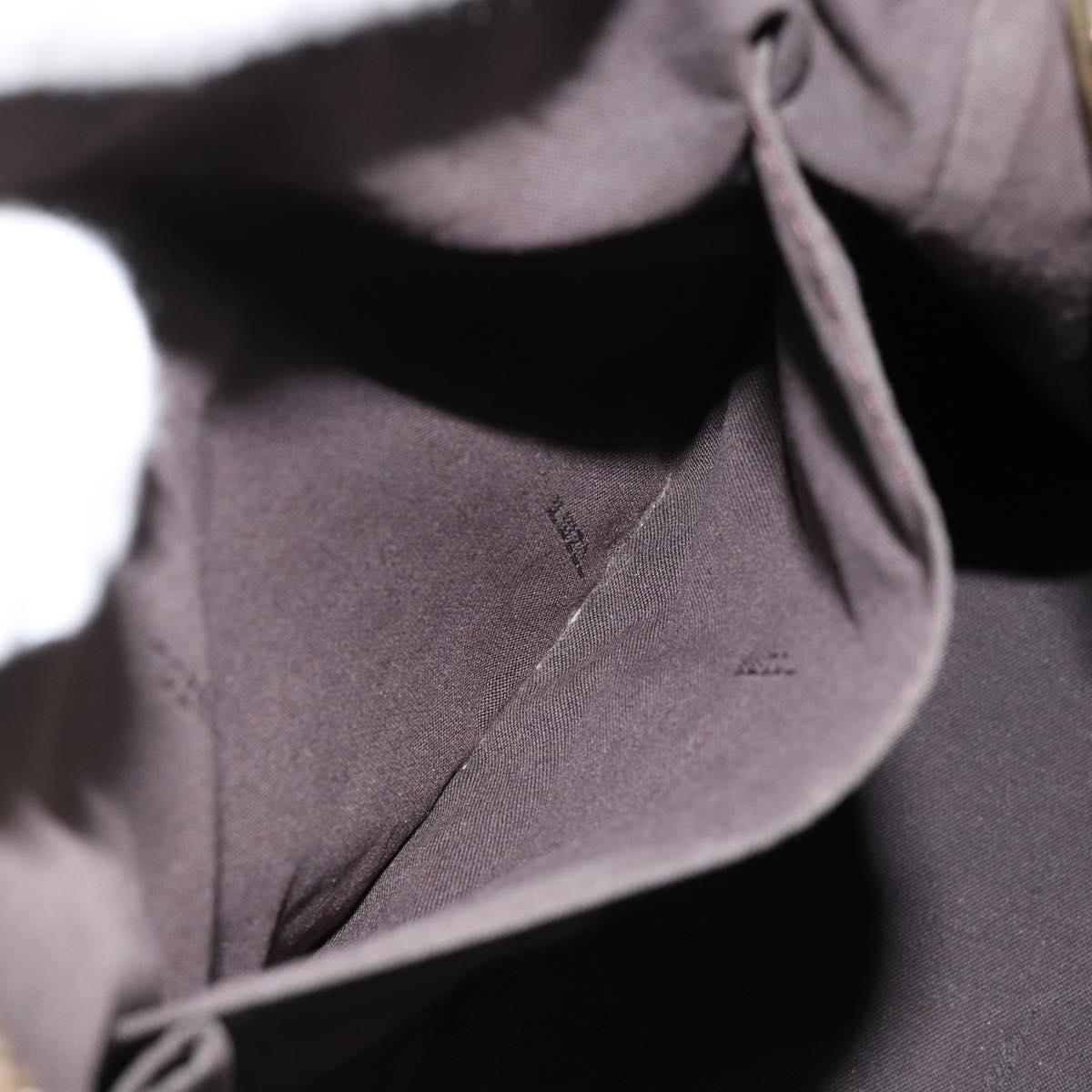 FENDI Zucchino Canvas Mamma Baguette Shoulder Bag Nylon Beige Gold Auth bs29812