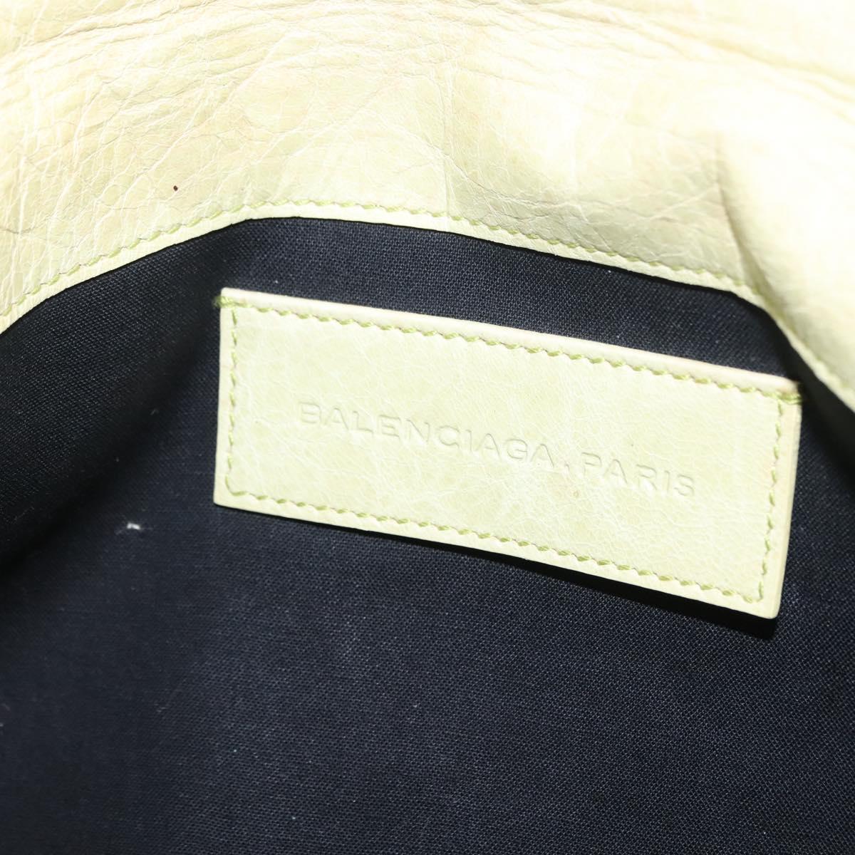 BALENCIAGA The Giant Envelope Bag Leather Silver Light Green 186182 Auth bs29813