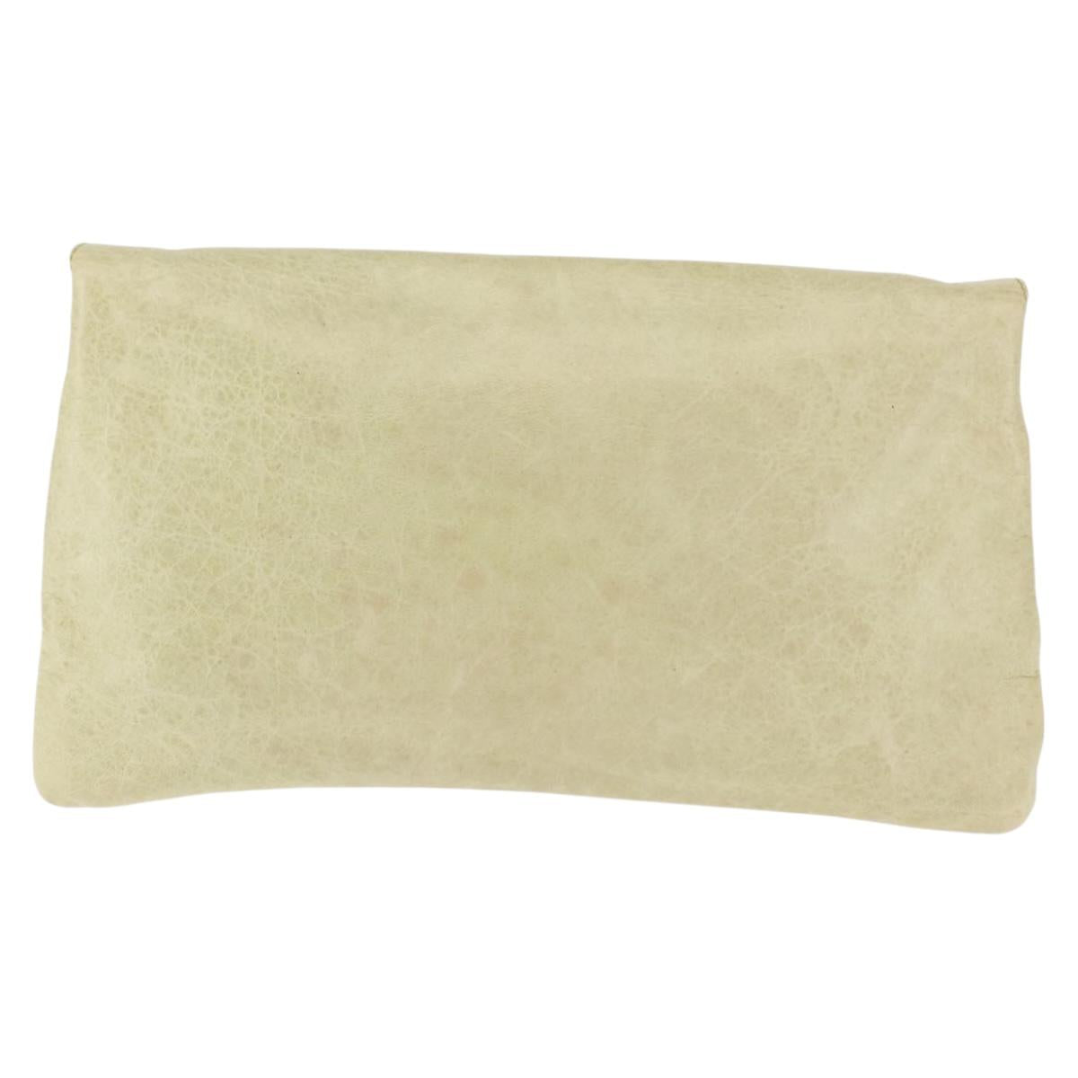 BALENCIAGA The Giant Envelope Bag Leather Silver Light Green 186182 Auth bs29813