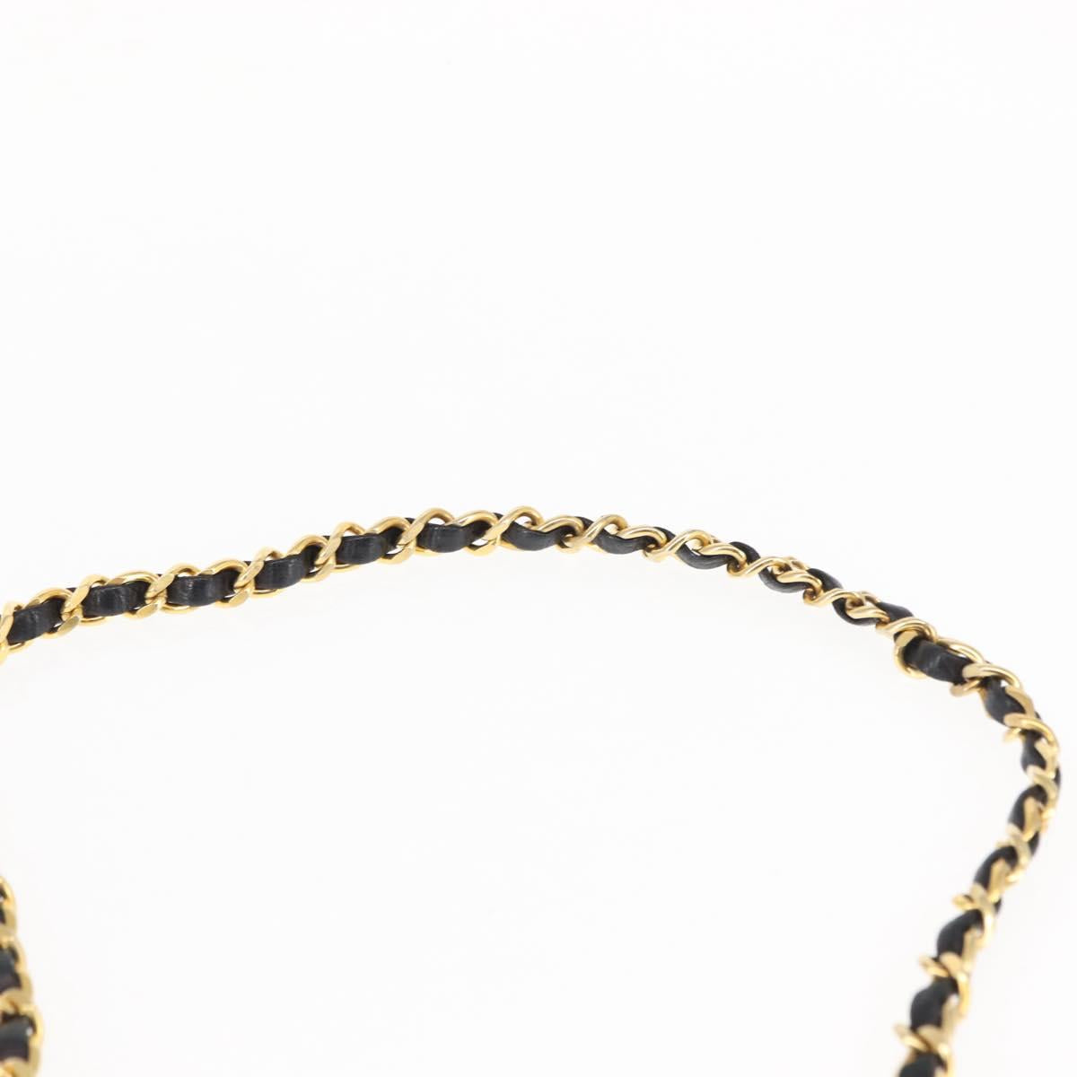 CHANEL Matelasse Chain Shoulder Bag cotton Black Gold CC Auth bs29814