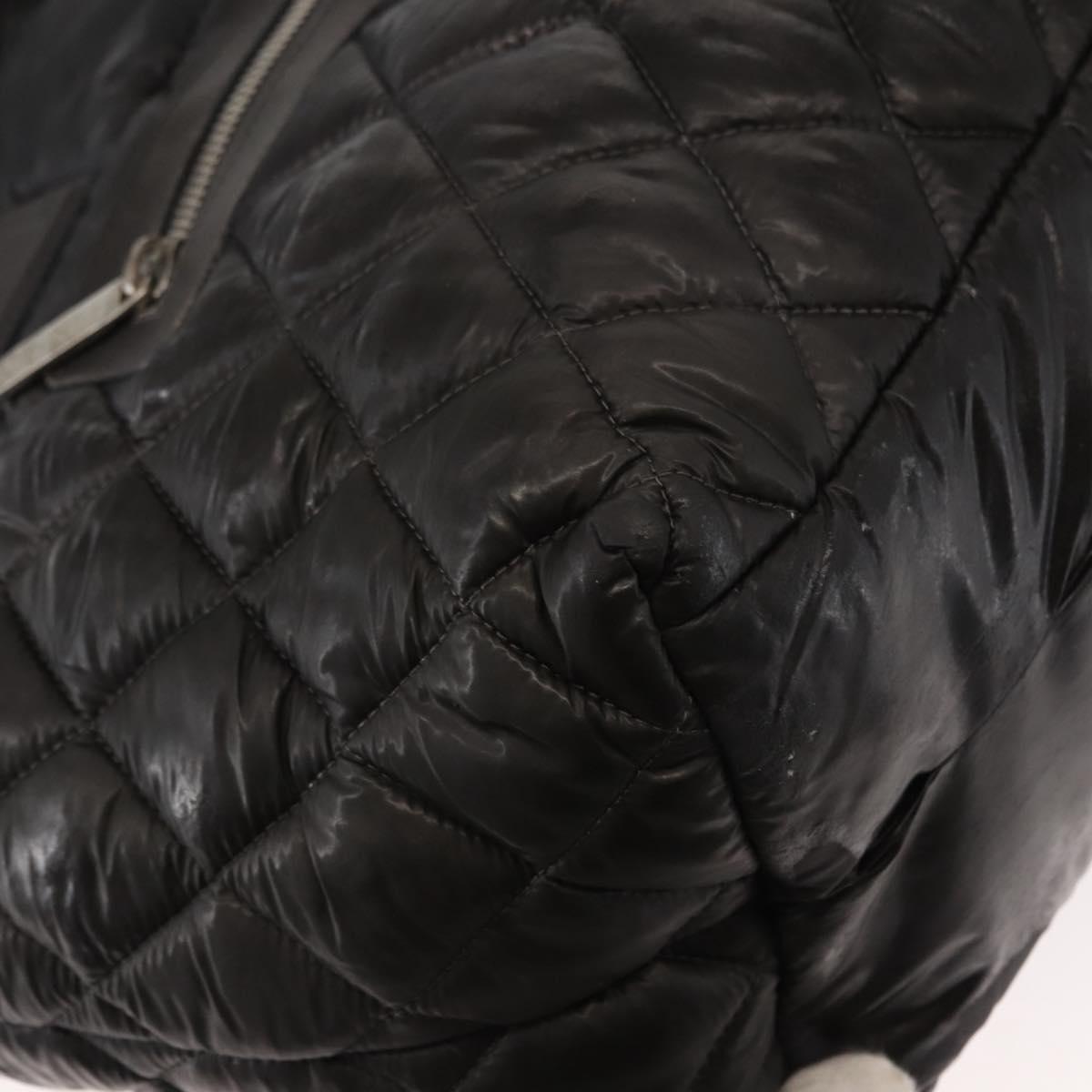 CHANEL Coco Cocoon Hand Bag Nylon Black Silver CC Auth bs29815