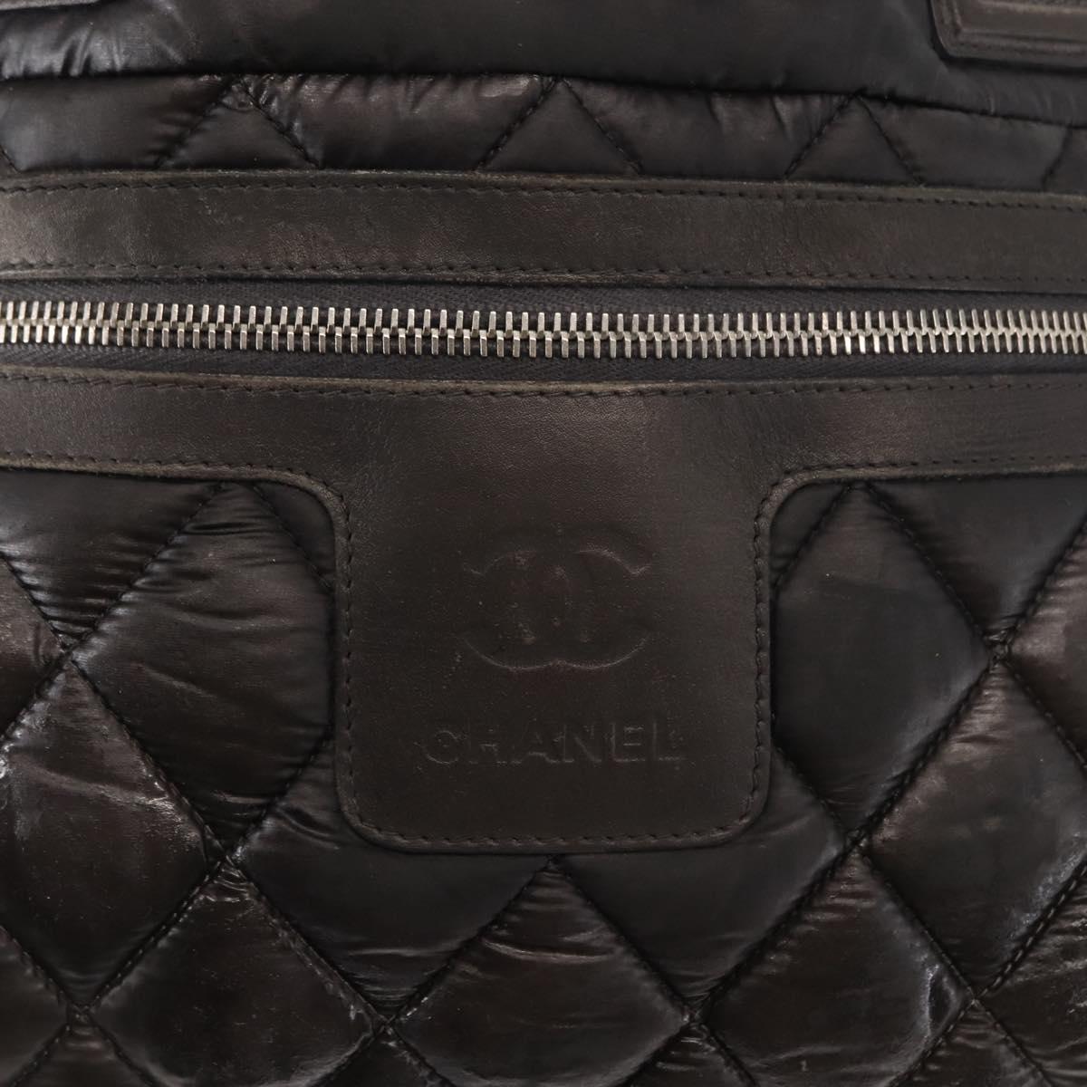 CHANEL Coco Cocoon Hand Bag Nylon Black Silver CC Auth bs29815