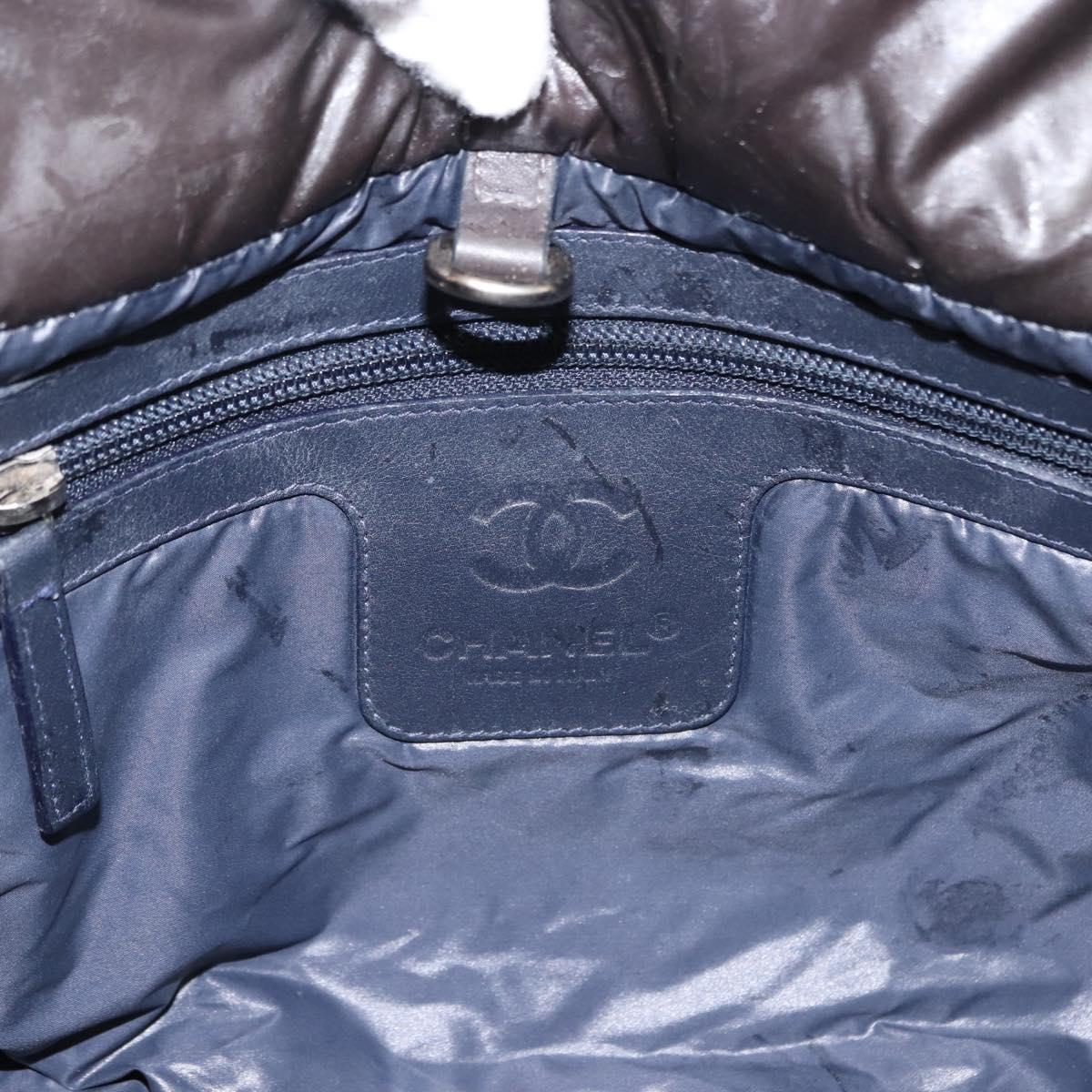 CHANEL Coco Cocoon Hand Bag Nylon Black Silver CC Auth bs29815