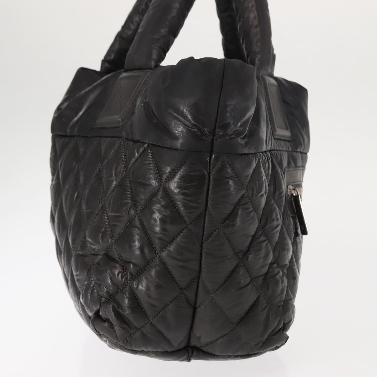 CHANEL Coco Cocoon Hand Bag Nylon Black Silver CC Auth bs29815