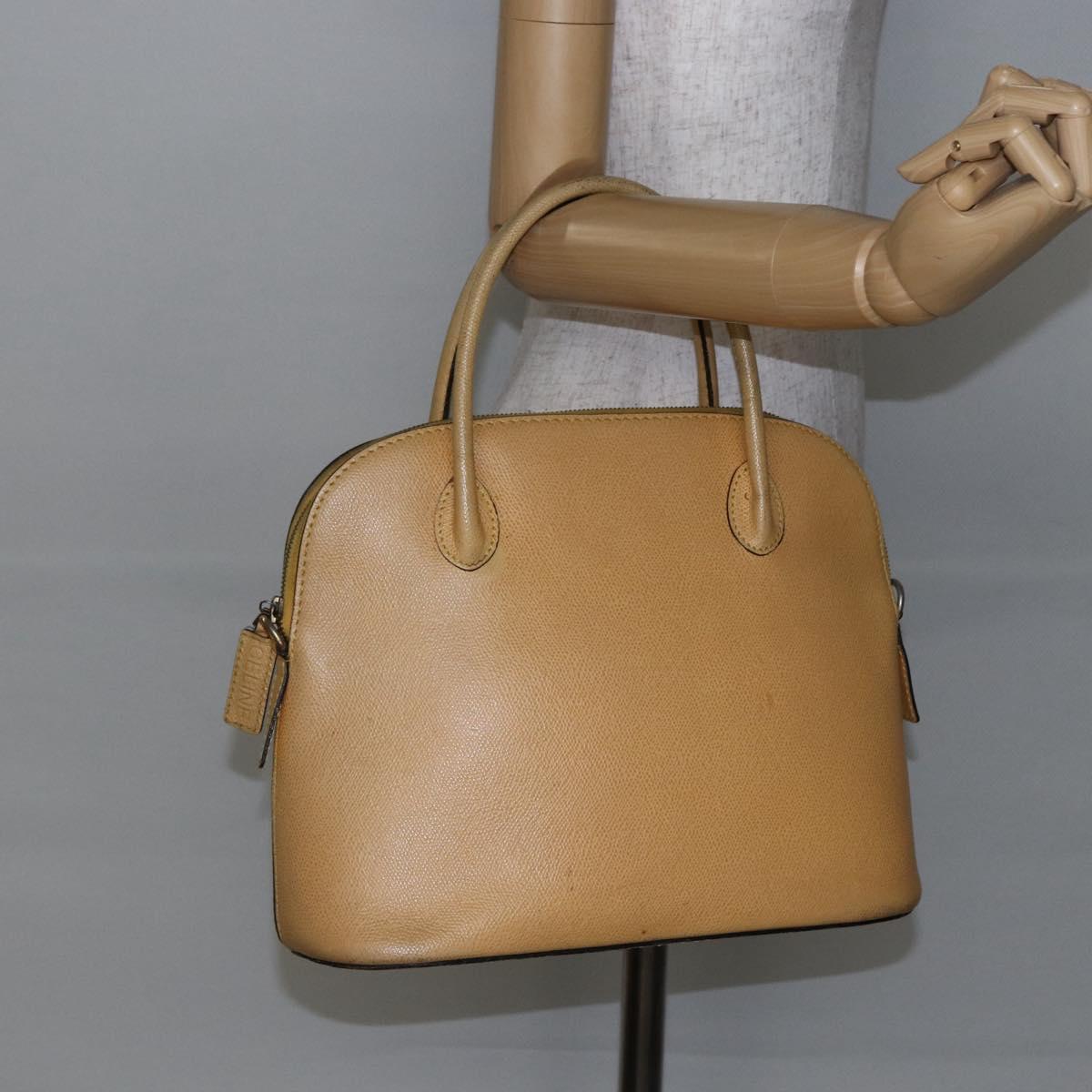 CELINE Hand Bag Leather 2way Yellow Gold Auth bs29816