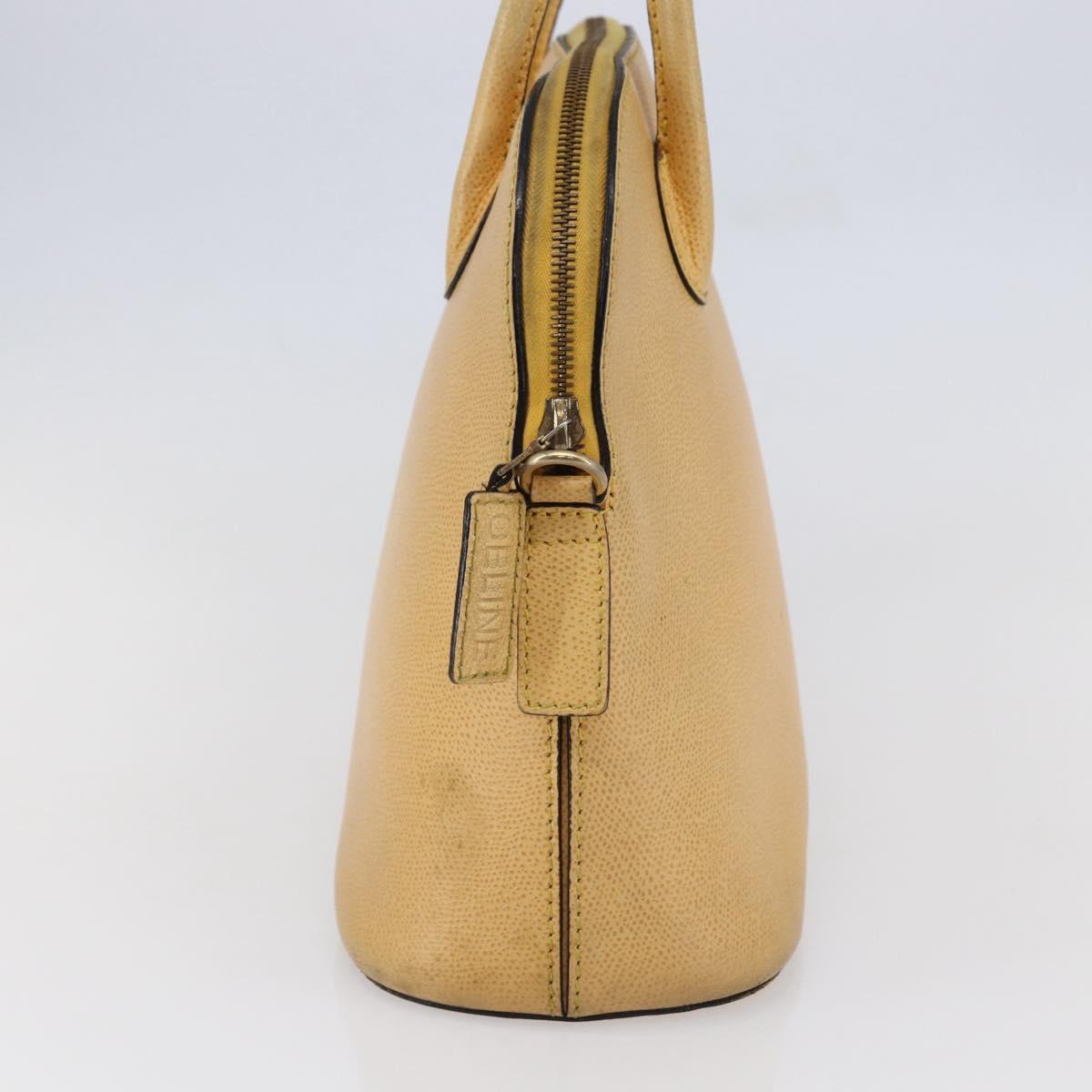 CELINE Hand Bag Leather 2way Yellow Gold Auth bs29816