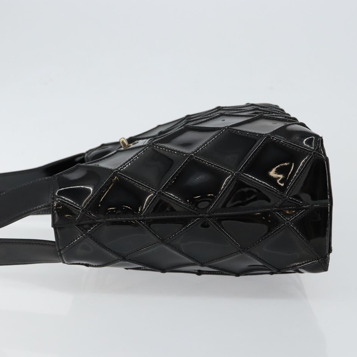 CHANEL Bicolore Shoulder Bag Patent leather Black CC Auth bs29817