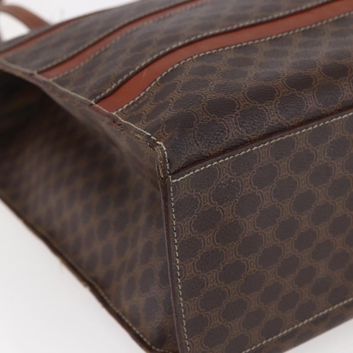 CELINE Macadam Canvas Tote Bag PVC Leather Brown Gold Auth bs29818