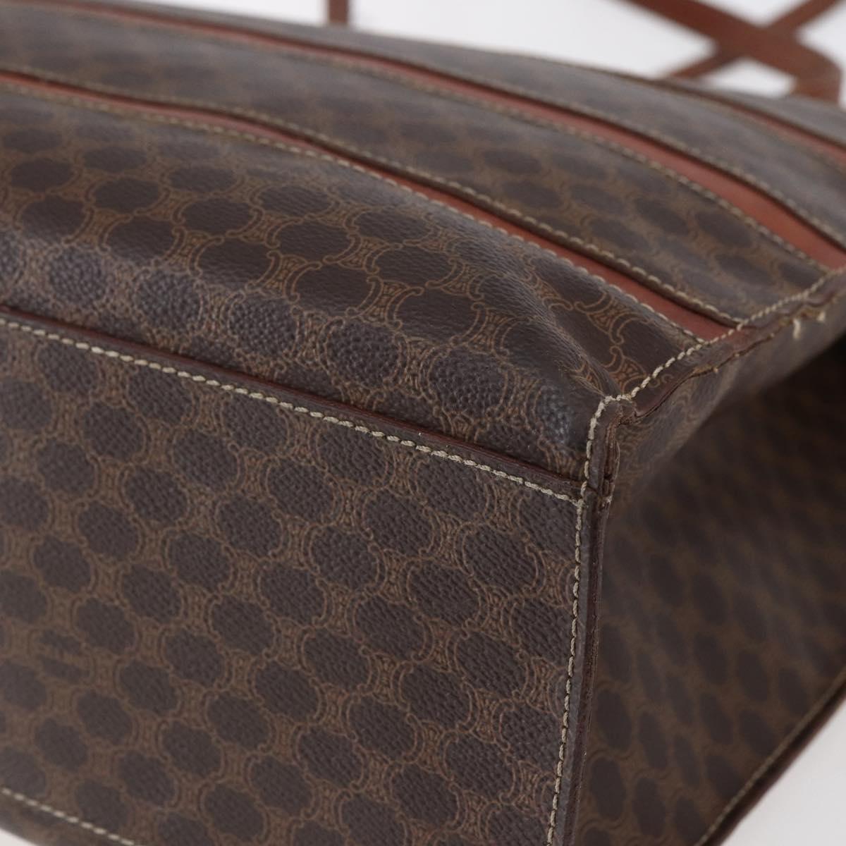 CELINE Macadam Canvas Tote Bag PVC Leather Brown Gold Auth bs29818