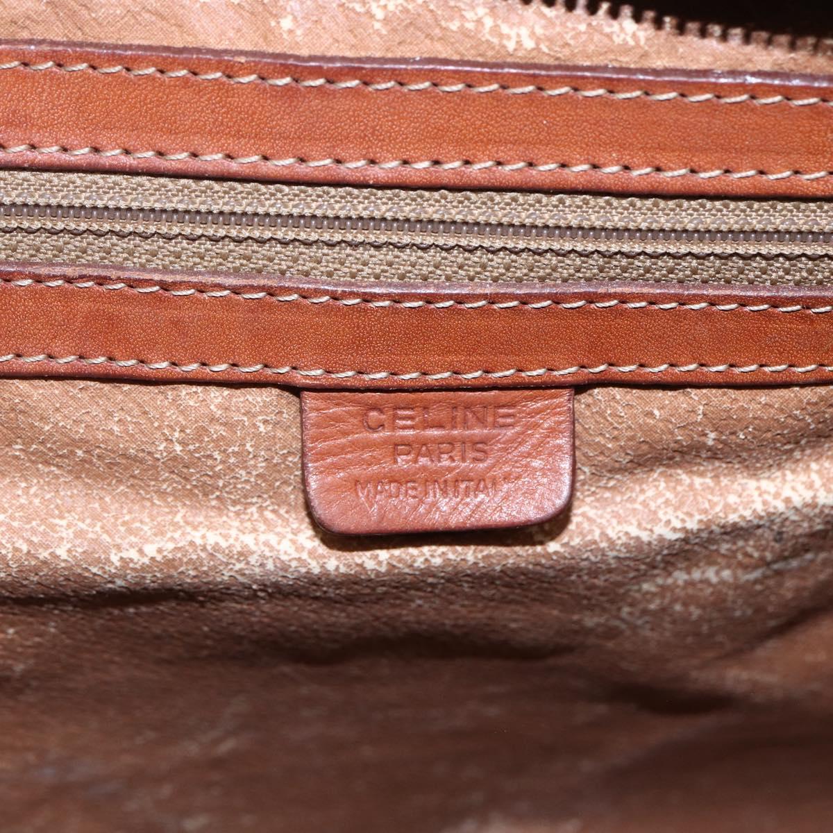 CELINE Macadam Canvas Tote Bag PVC Leather Brown Gold Auth bs29818