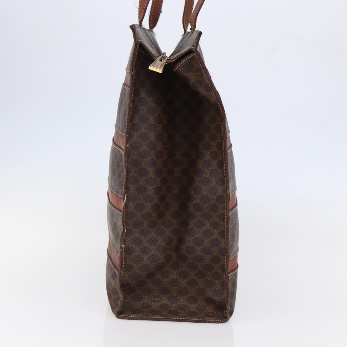 CELINE Macadam Canvas Tote Bag PVC Leather Brown Gold Auth bs29818