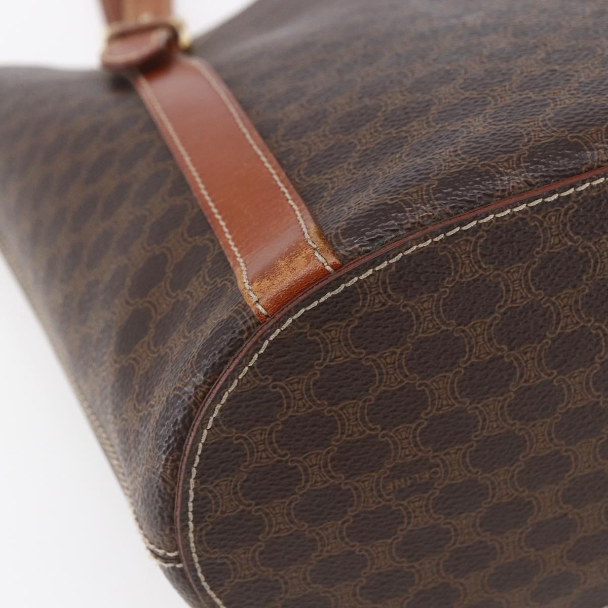 CELINE Macadam Canvas Tote Bag PVC Leather Brown Gold Auth bs29819