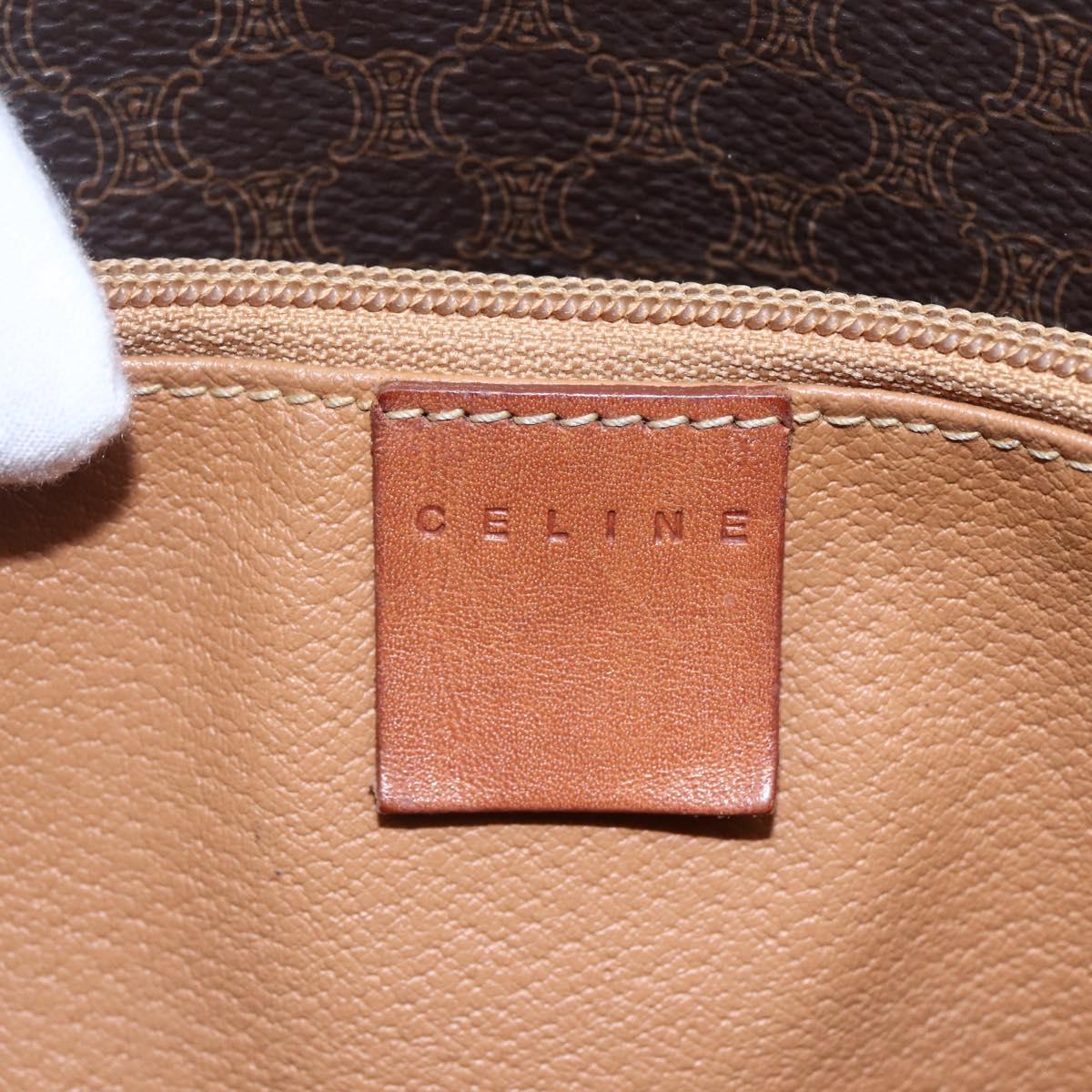 CELINE Macadam Canvas Tote Bag PVC Leather Brown Gold Auth bs29819