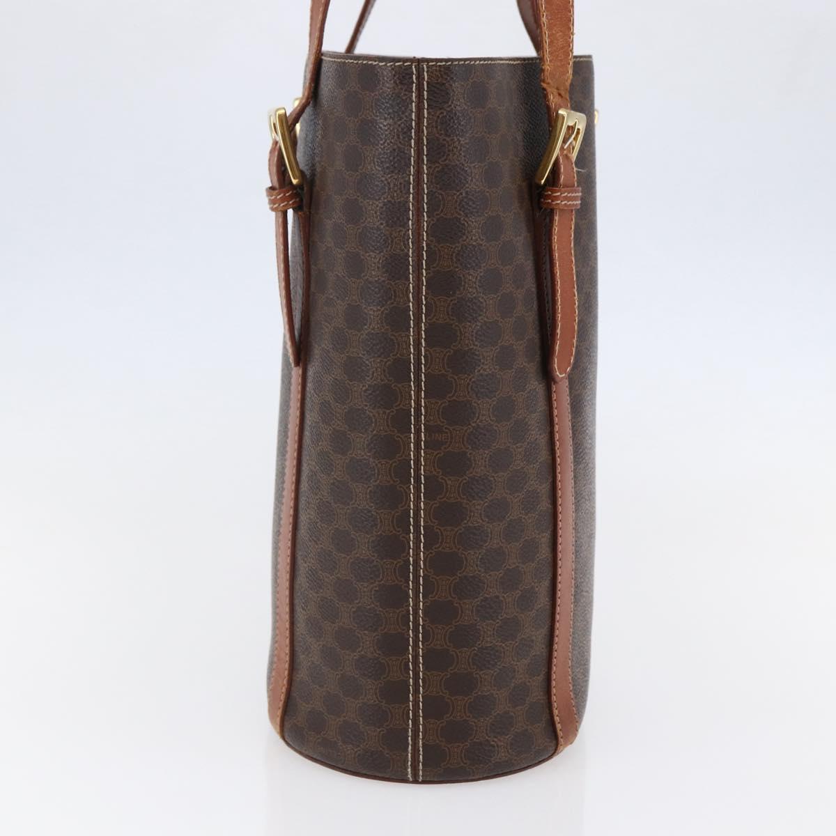 CELINE Macadam Canvas Tote Bag PVC Leather Brown Gold Auth bs29819
