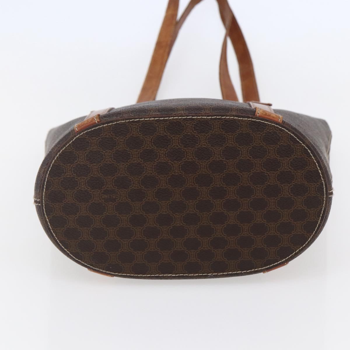 CELINE Macadam Canvas Tote Bag PVC Leather Brown Gold Auth bs29819