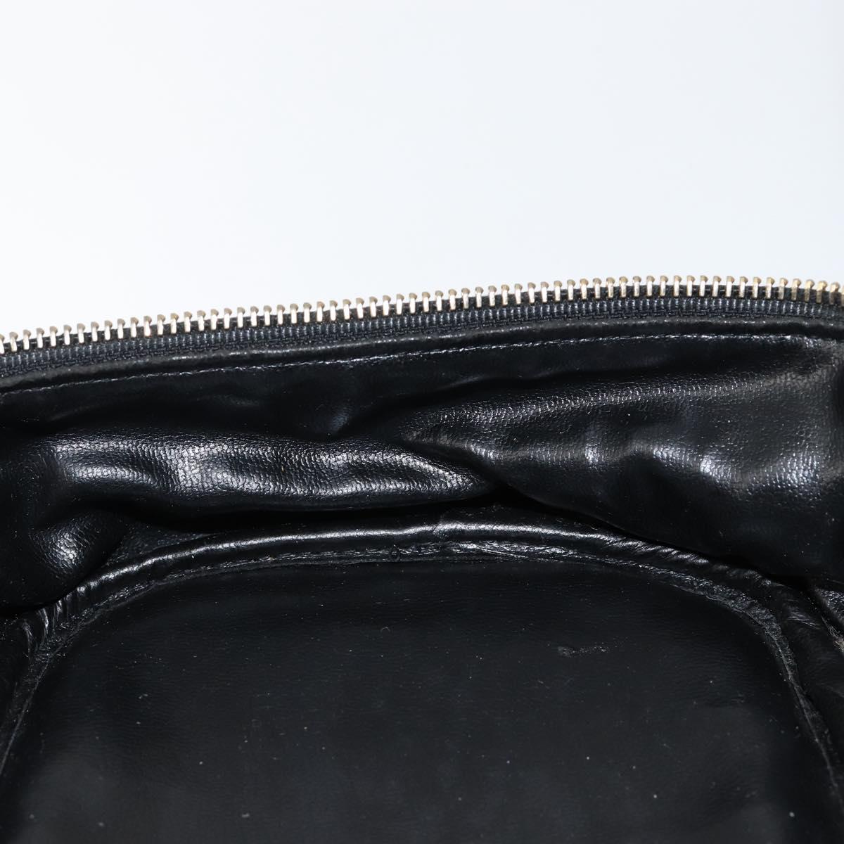 CHANEL Matelasse Vanity Pouch Lamb Skin Black Gold CC Auth bs29827