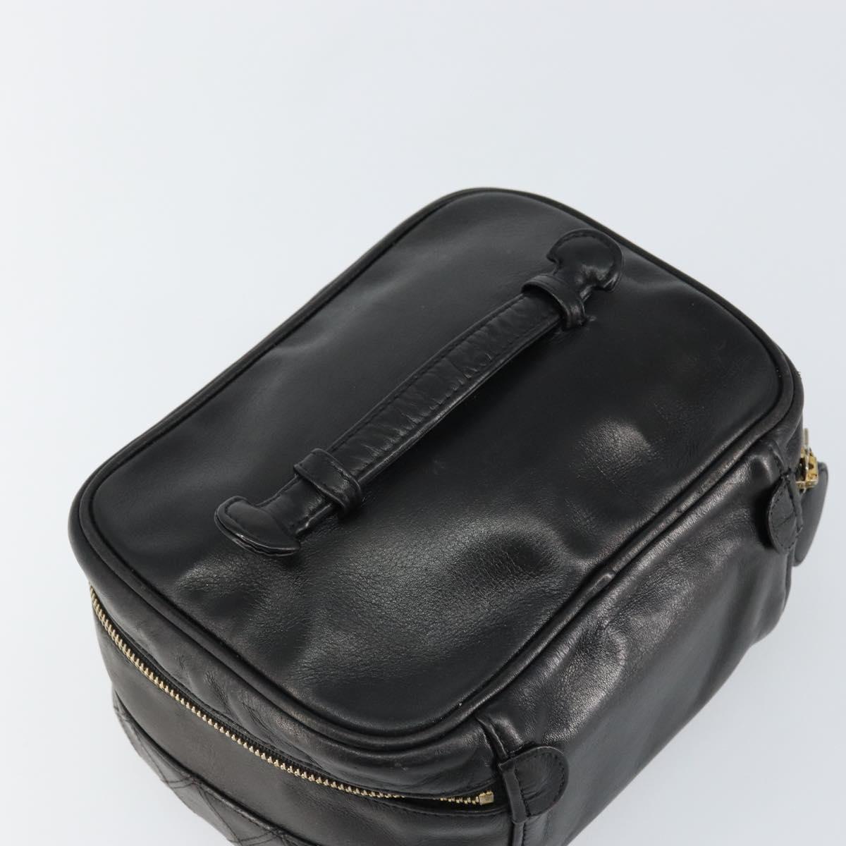 CHANEL Matelasse Vanity Pouch Lamb Skin Black Gold CC Auth bs29827