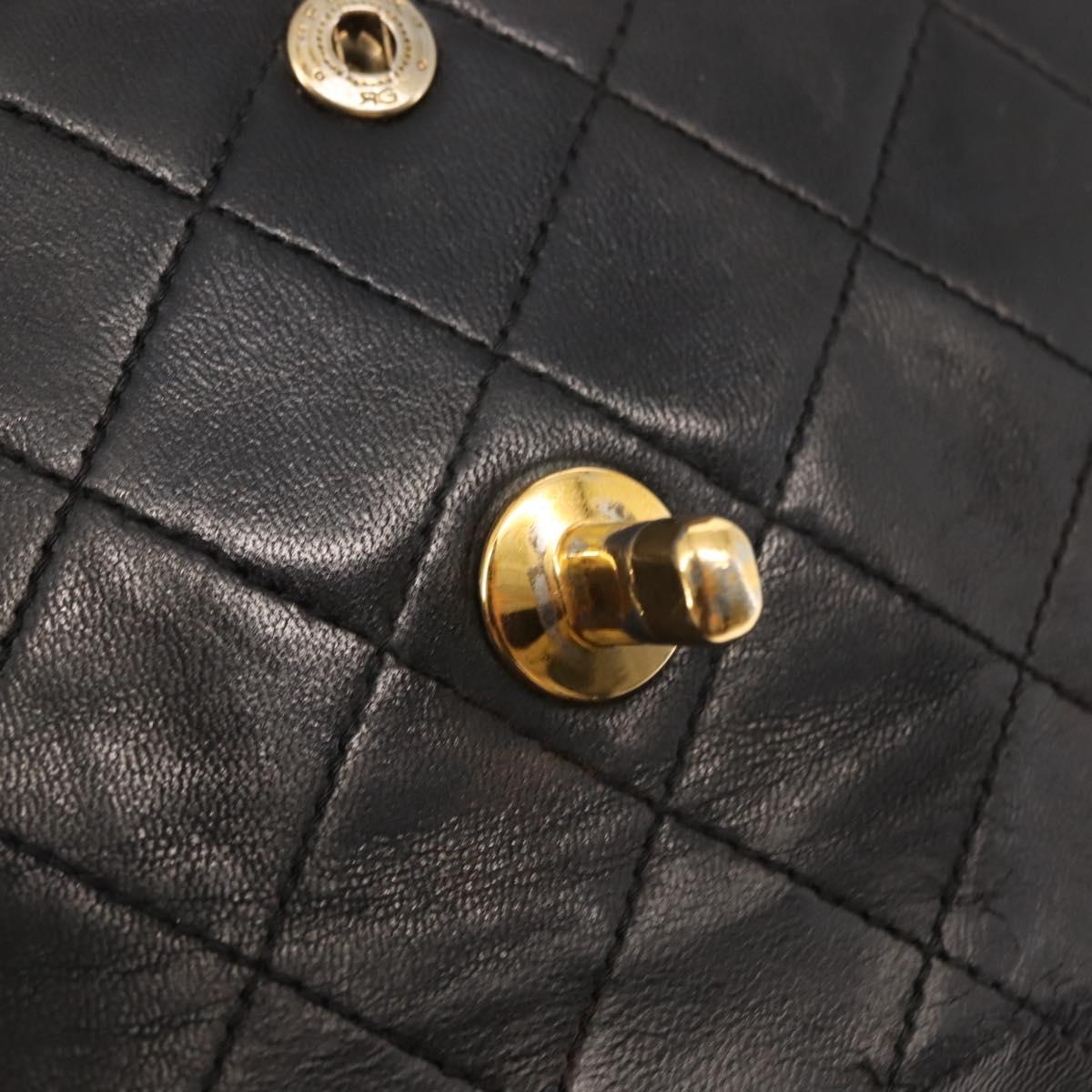 CHANEL Matelasse Chain Shoulder Bag Lamb Skin Black Gold CC Auth bs29828