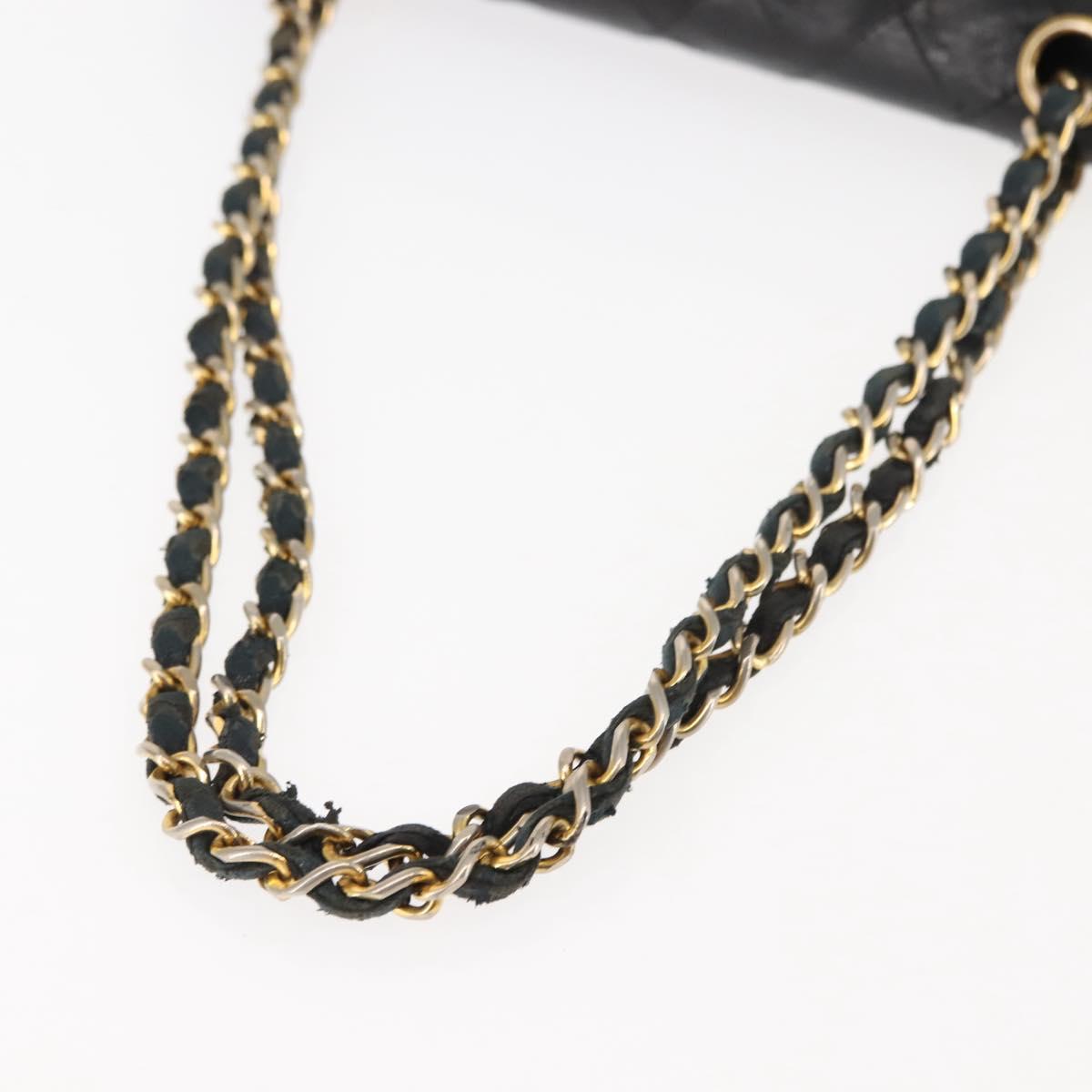 CHANEL Matelasse Chain Shoulder Bag Lamb Skin Black Gold CC Auth bs29828
