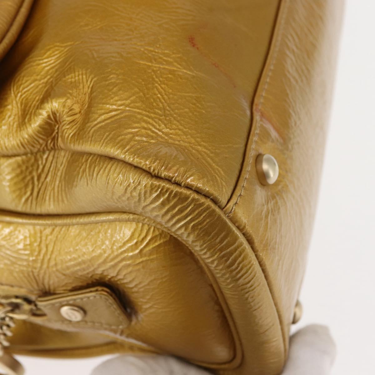 CHANEL Chain Shoulder Bag Enamel Gold CC Auth bs29830