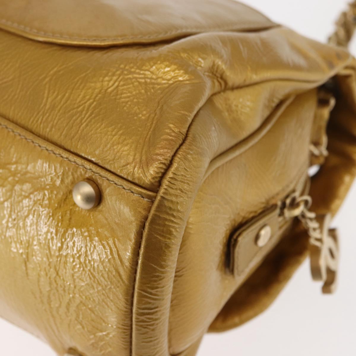 CHANEL Chain Shoulder Bag Enamel Gold CC Auth bs29830