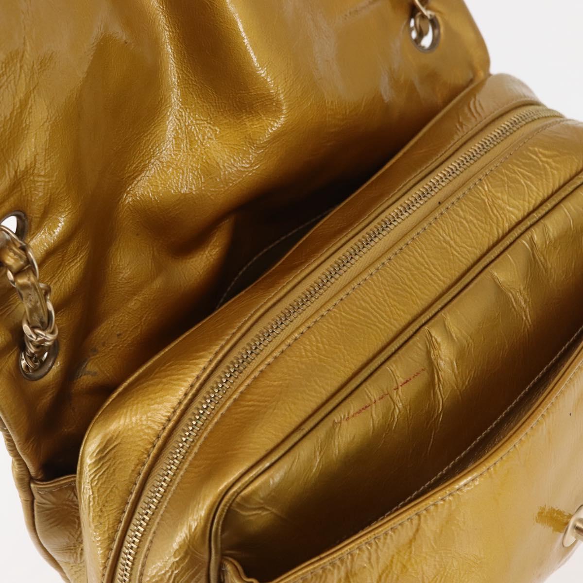 CHANEL Chain Shoulder Bag Enamel Gold CC Auth bs29830