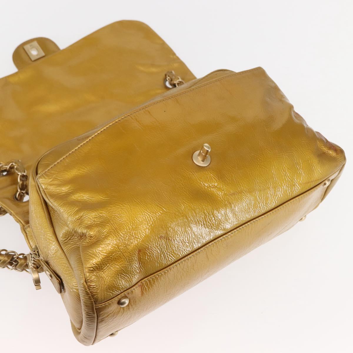CHANEL Chain Shoulder Bag Enamel Gold CC Auth bs29830